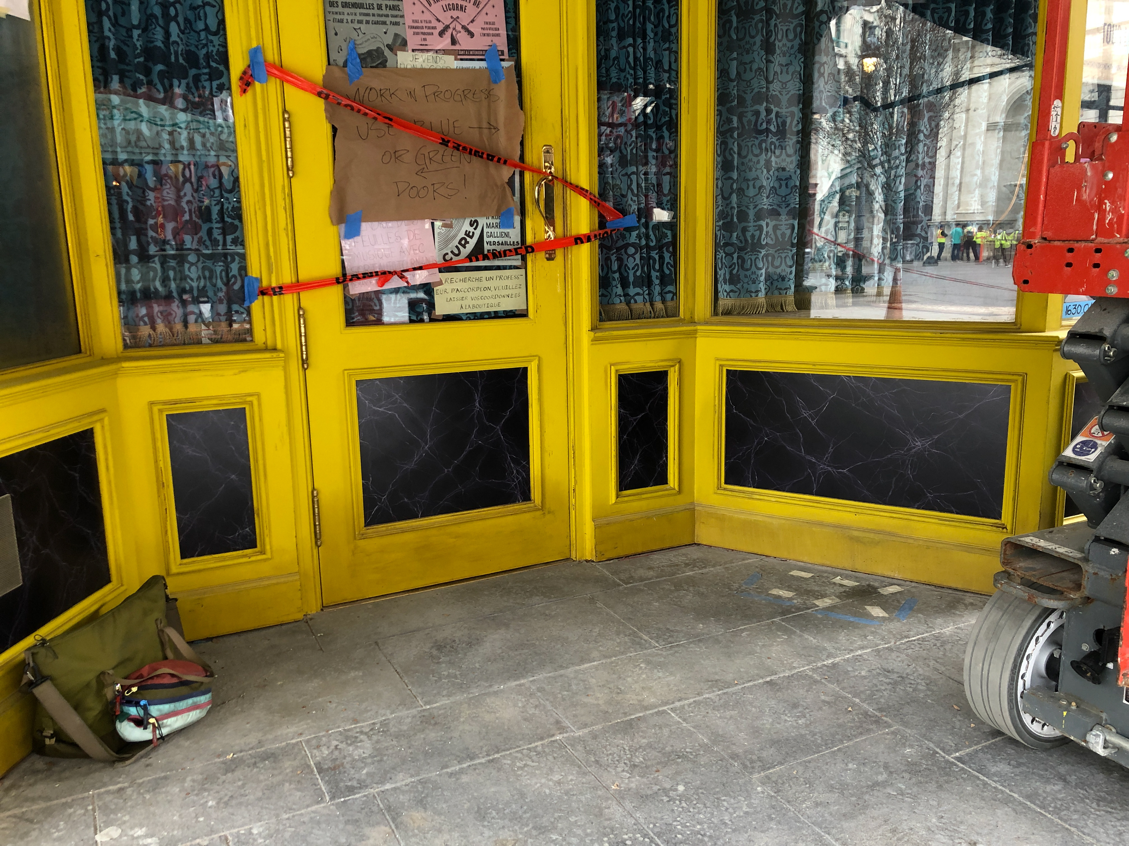 Hand painted faux black marble and building aging