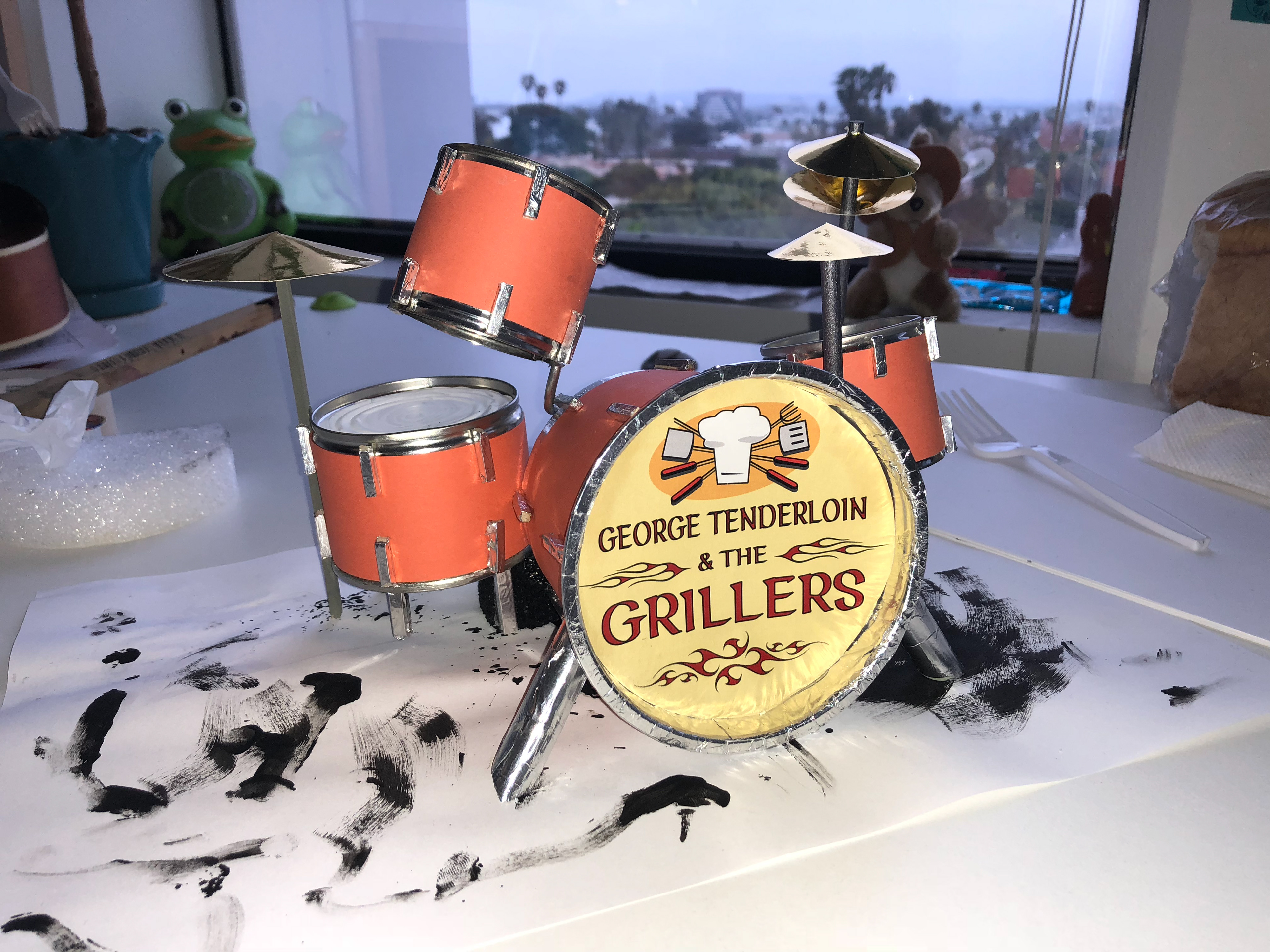 fabricated a tiny drum set