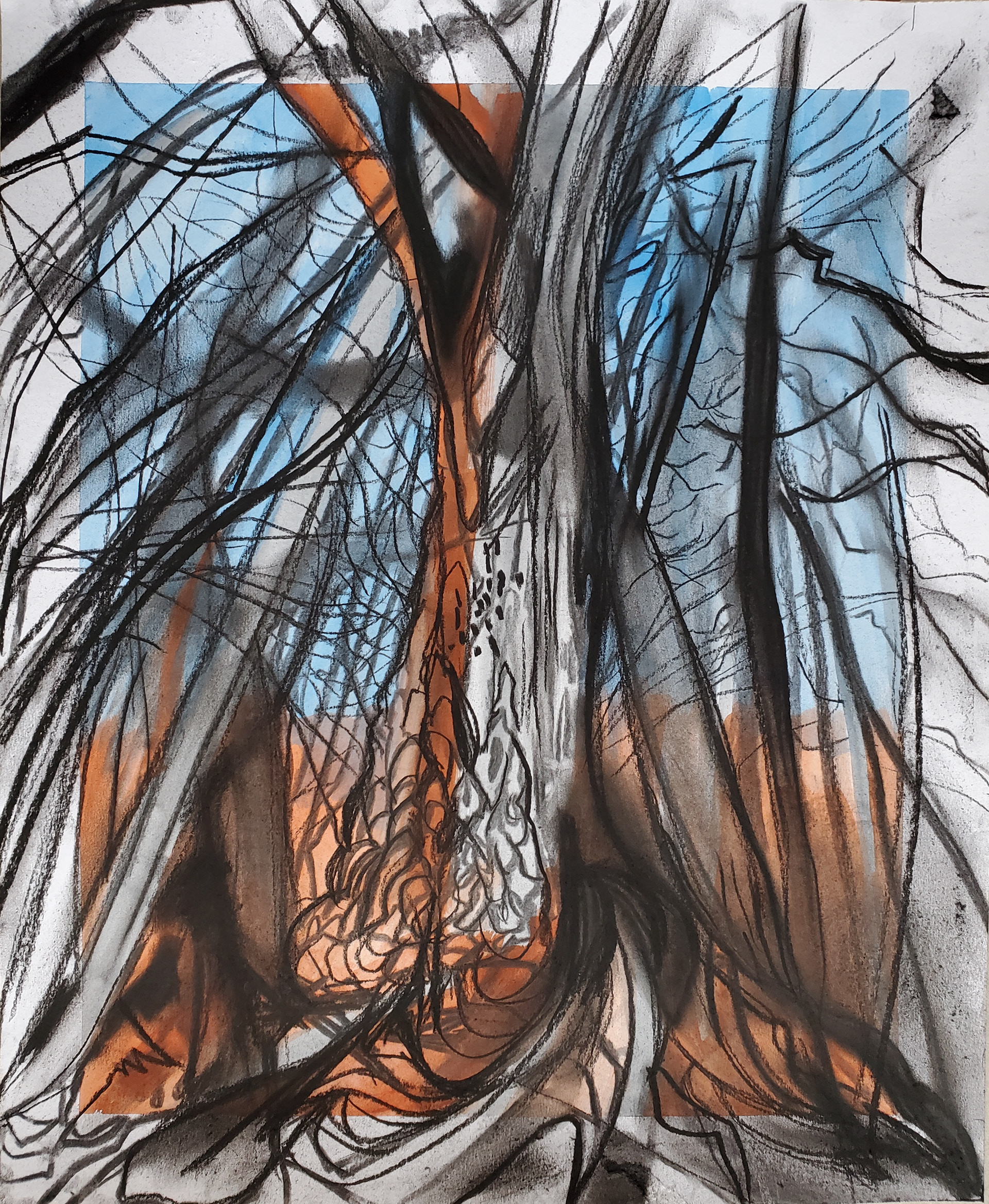 Natural Landscape III - Location: Seymour, 17" x 14", gouache, vine charcoal, and compressed charcoal on Bristol paper