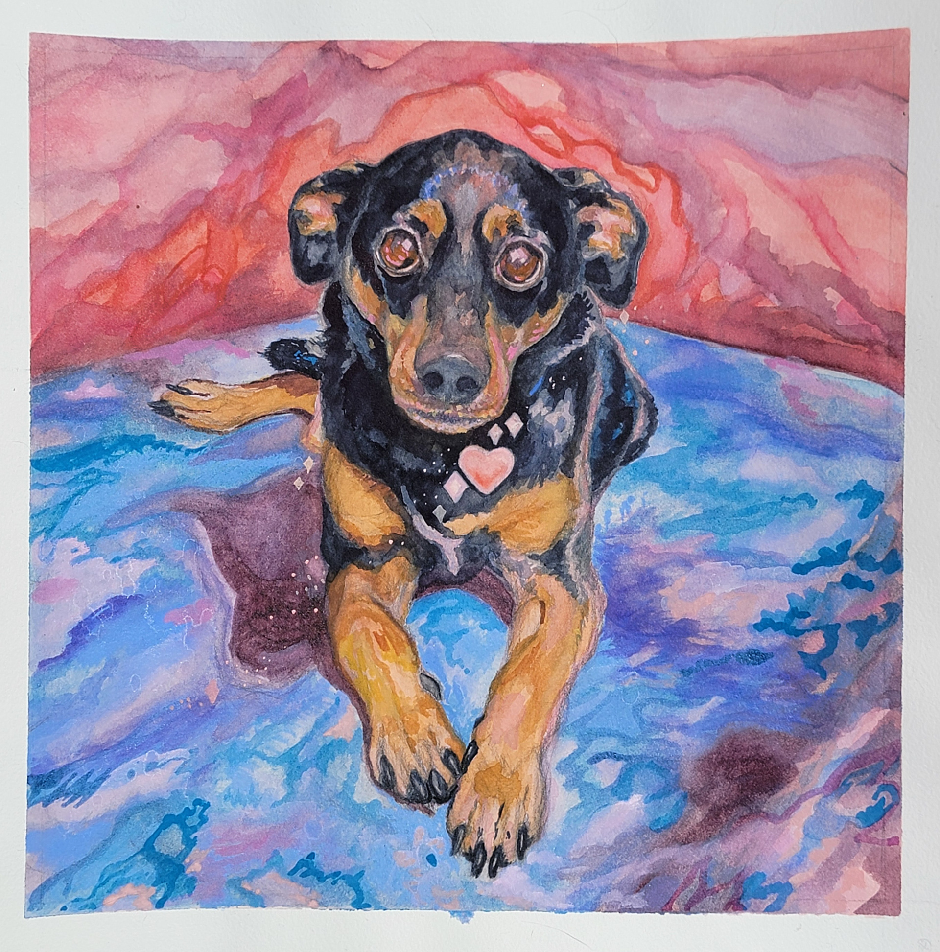 +Cosmic Belle Bean, 12" x 12," watercolor and gouache on watercolor paper 