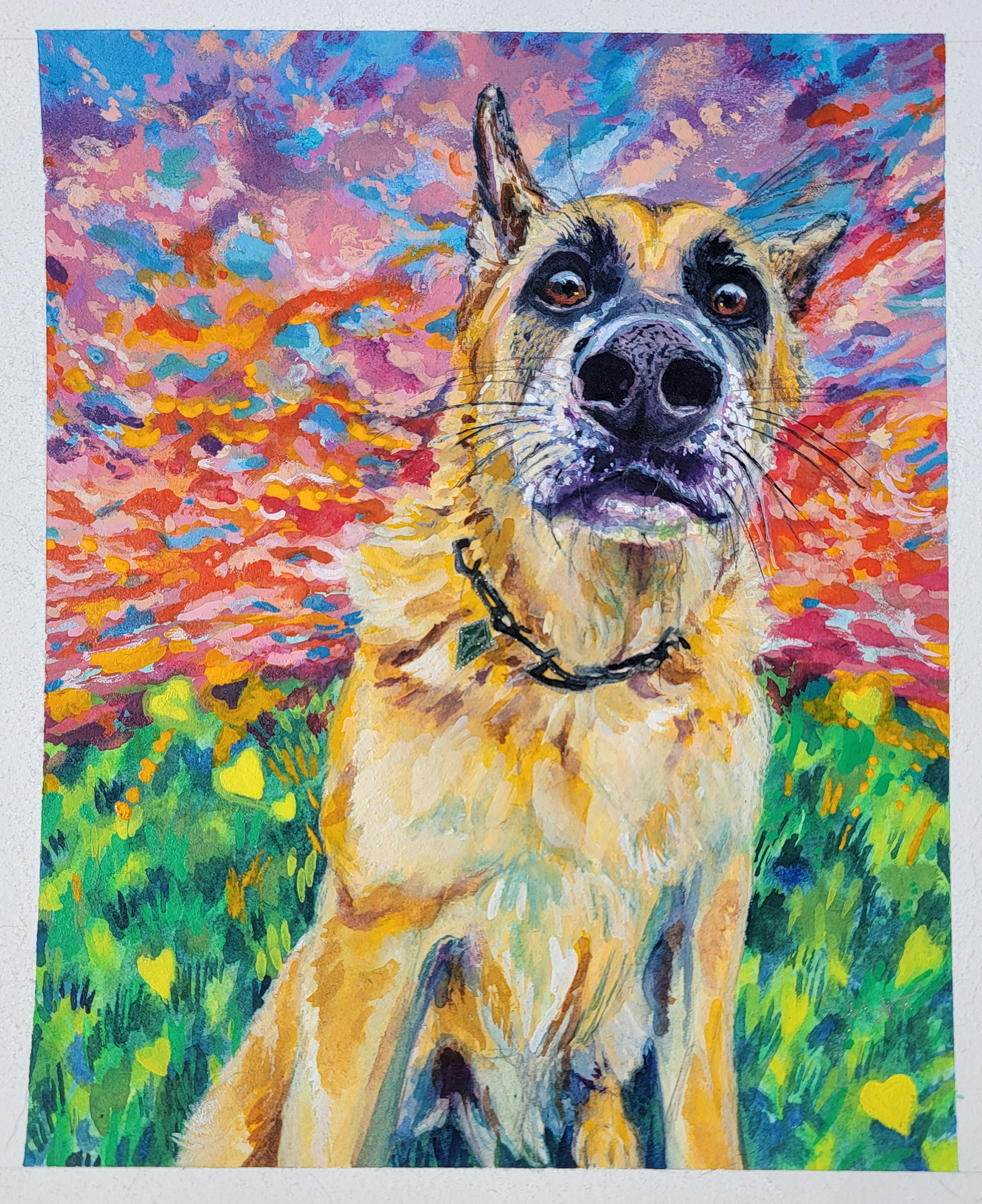 +Maverick the Great, 10" x 8," watercolor, gouache and gel pen on watercolor paper