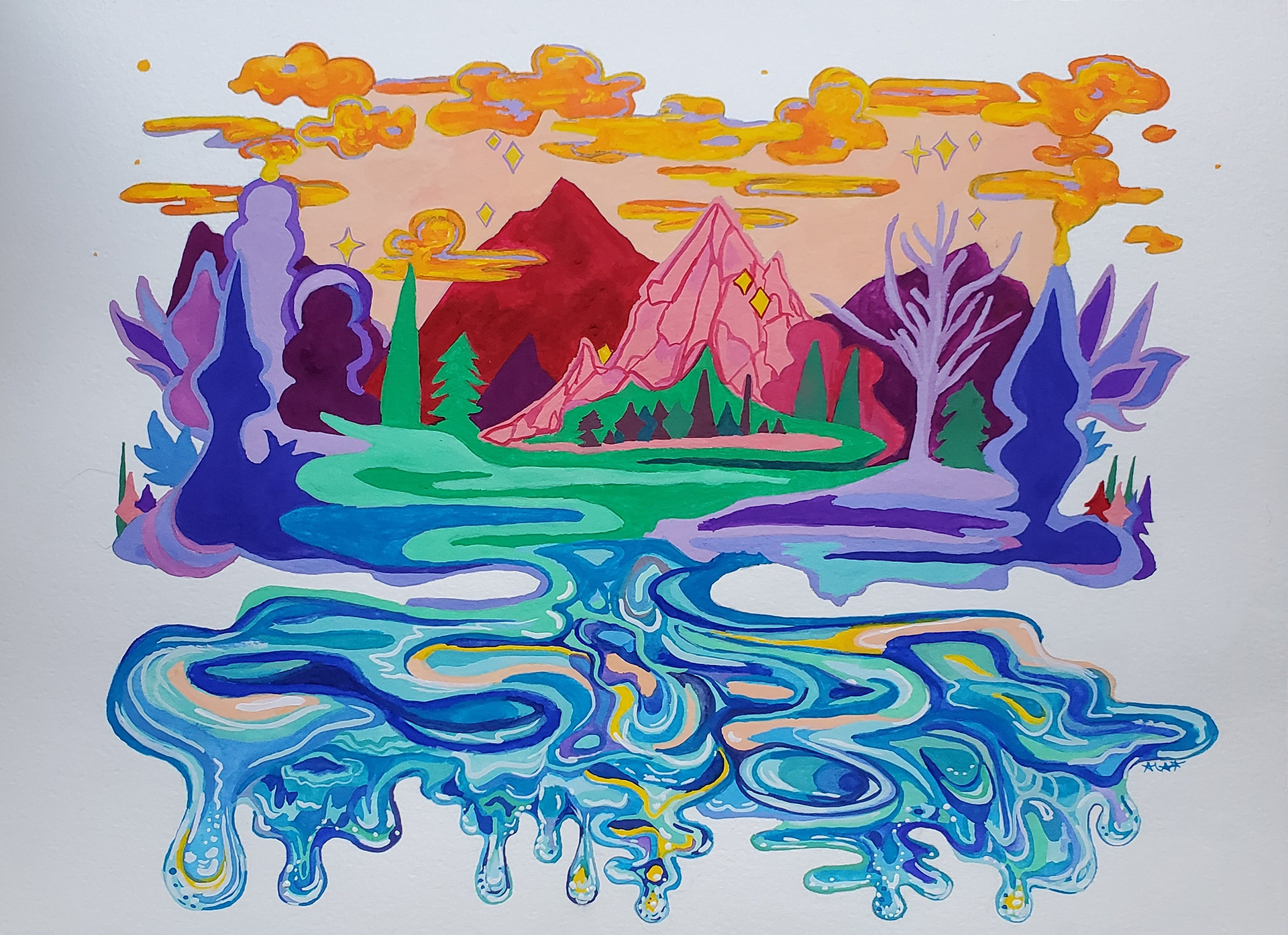 +Chromatic Sanctum, 8 3/4" x 12", gouache on watercolor paper