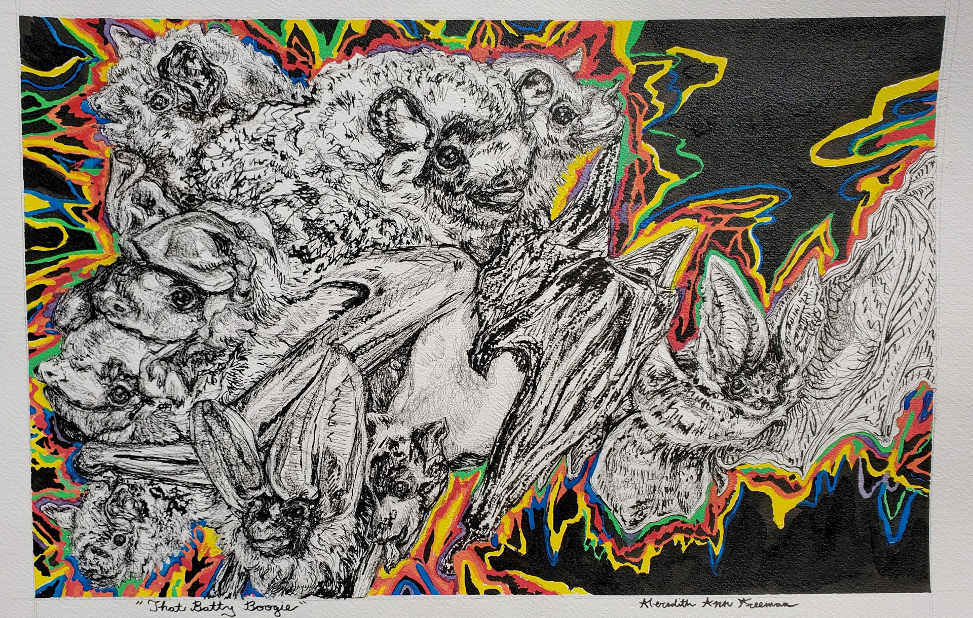 *That Batty Boogie, 10.5" x 16.5", watercolor, gouache, micron, and India ink on watercolor paper