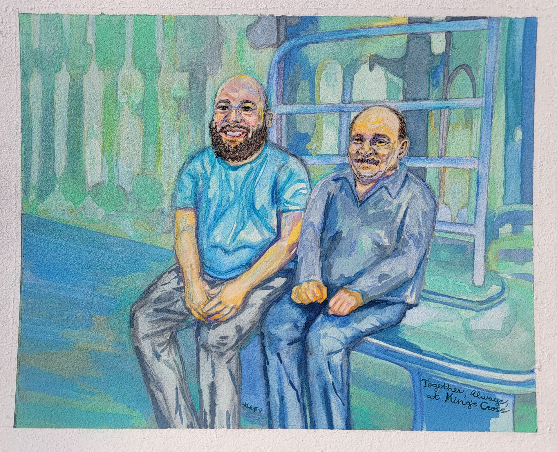 +Together, Always, At King's Cross, 8" x 10," watercolor, gouache, colored pencil and gel pens on watercolor paper
