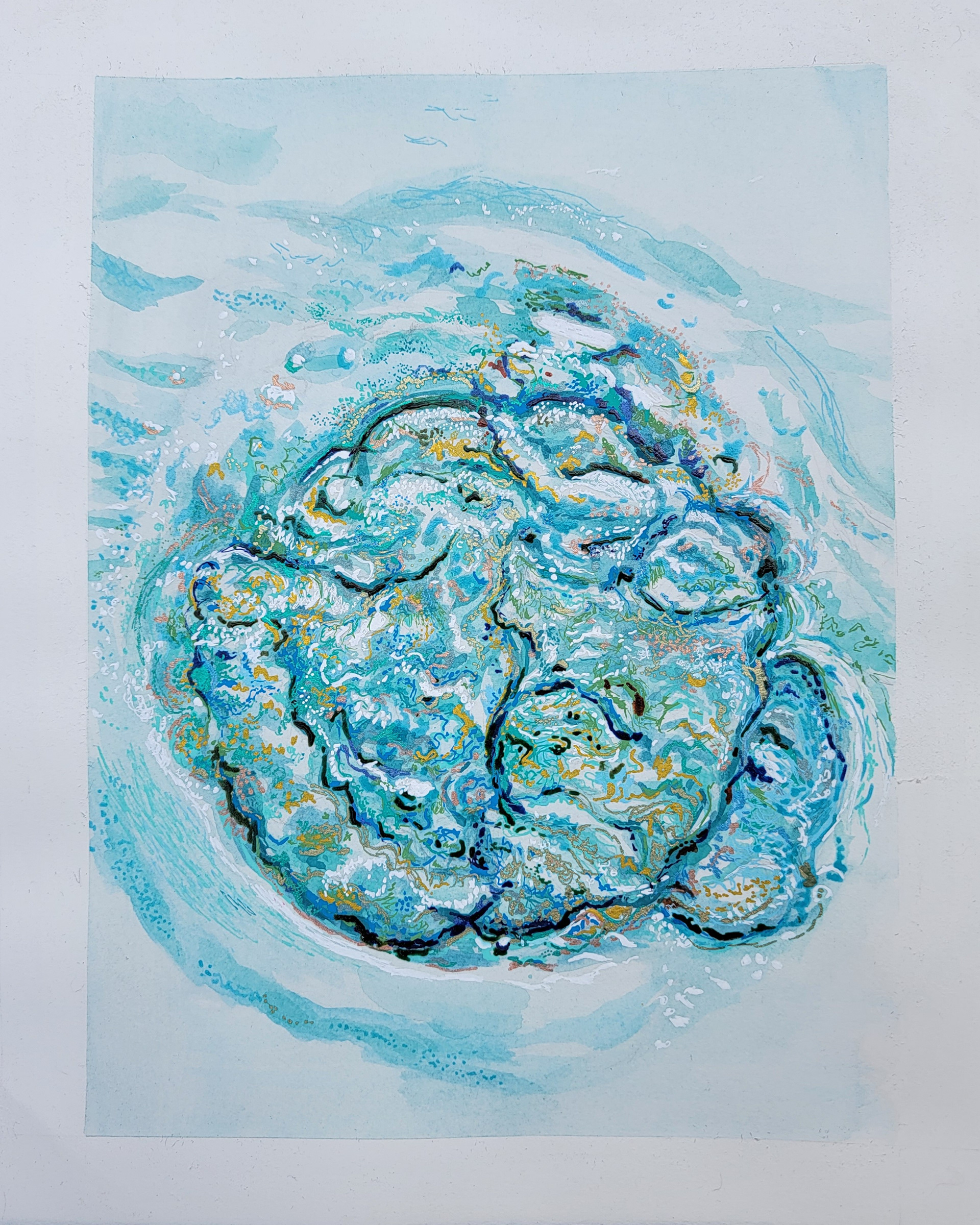 +VIII I MMXXII, 12" x 9," Watercolor, gouache, and gel pens on watercolor paper