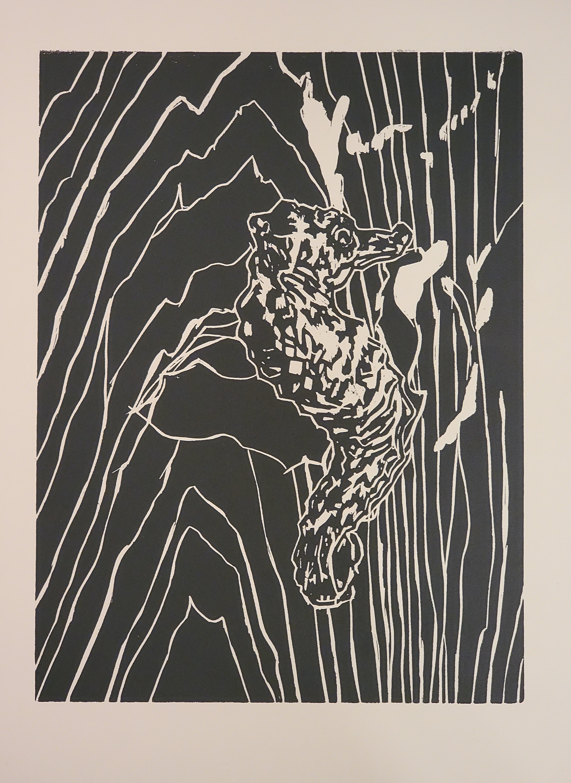 Lucky Magic Seahorsey, 15" x 11," Shina woodblock print on Stonehenge paper