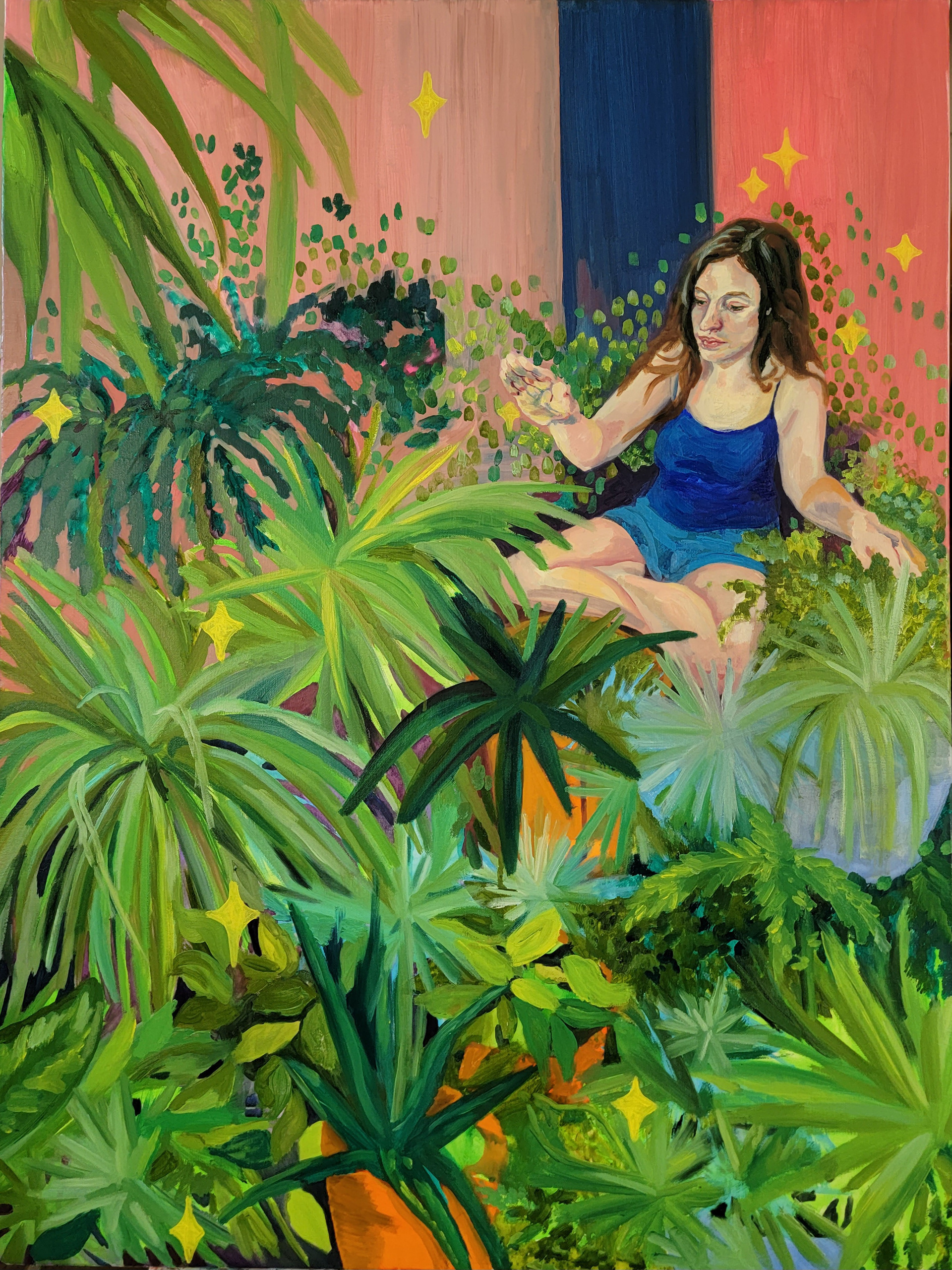 Green Thumb / Plant Mom Problems, 40" x 30," Water-soluble Oils on Canvas