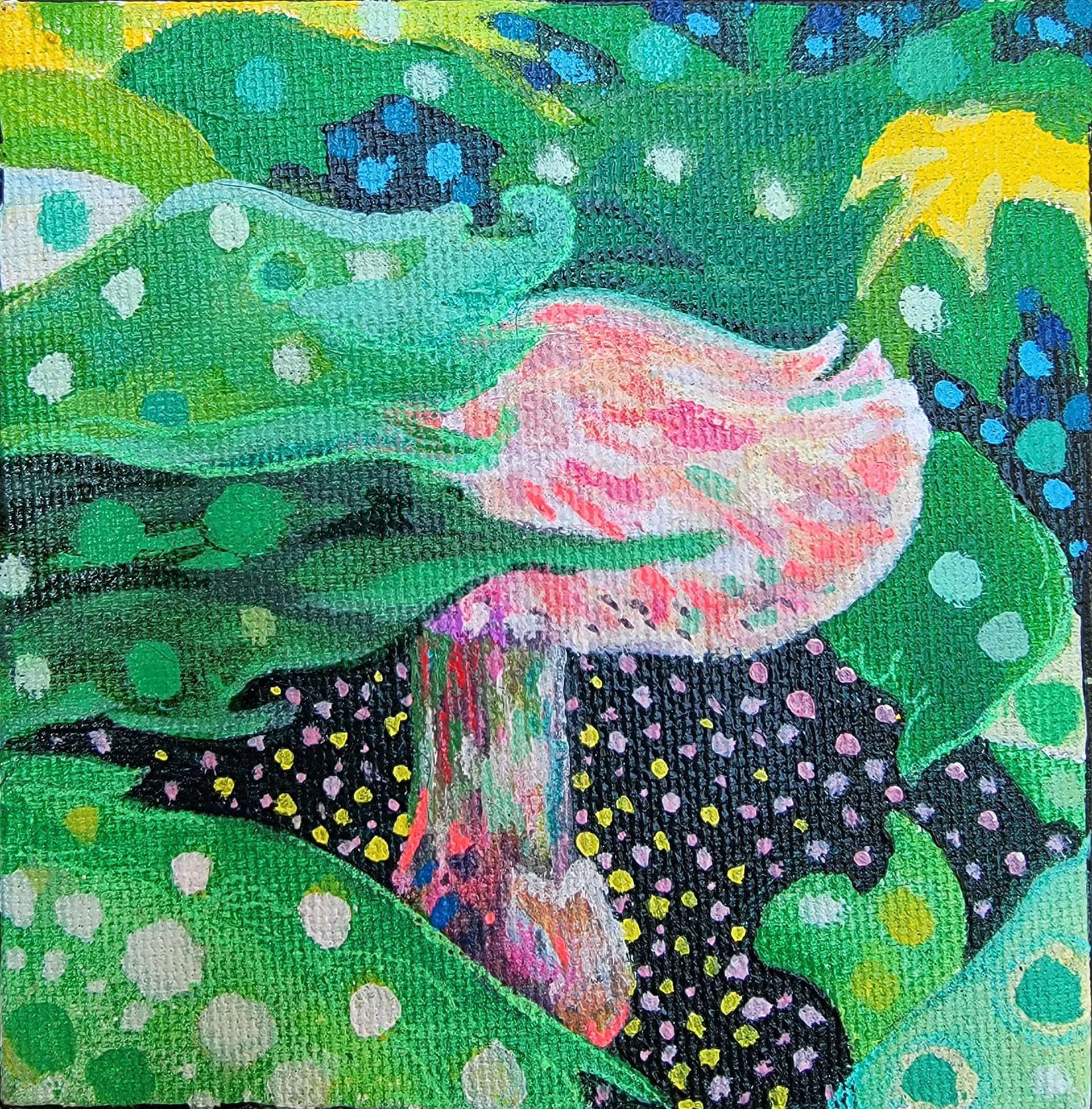 *Hidden Potential, 4" x 4," Acrylic paints and gel pen on canvas