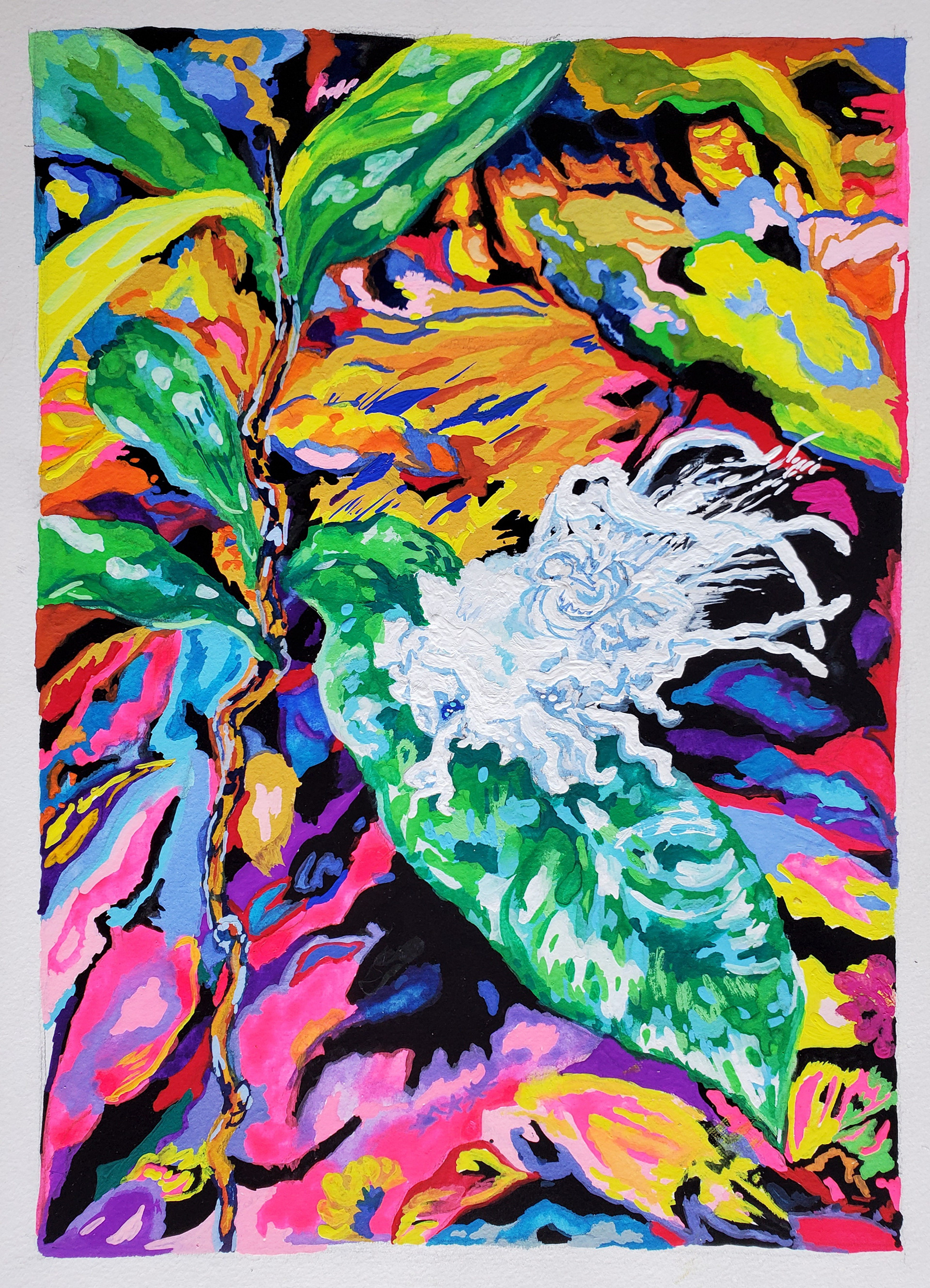 The Rainforest Cotton Fairy, 12" x 8 3/4", ShinHan poster paint on watercolor paper