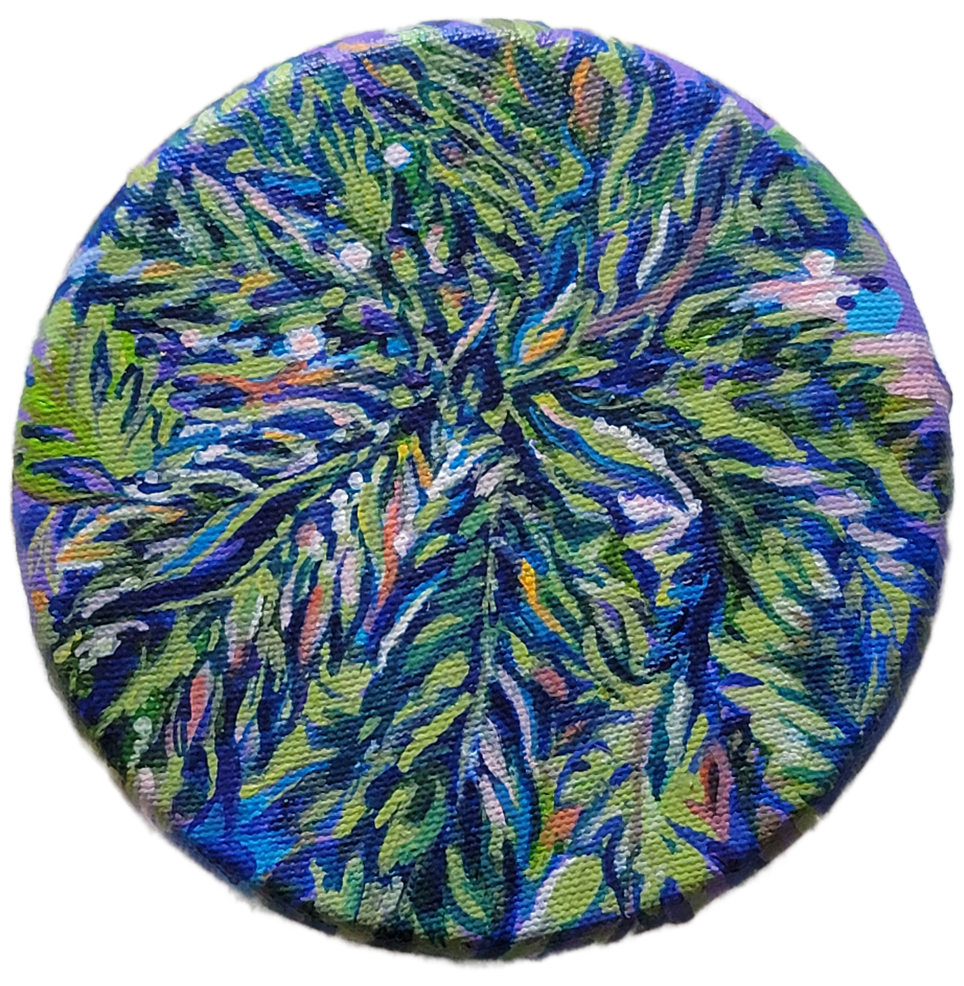 *Serene Scene of Green, 5" tondo, acrylics on canvas