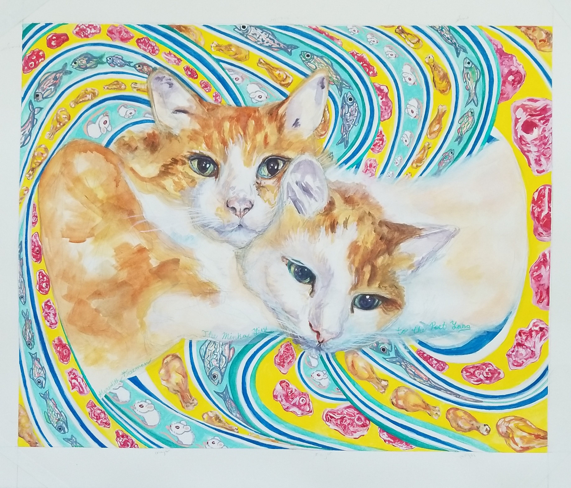 +The Minka Yin to the Poet Yang, 16" x 20", watercolor and gouache on watercolor paper