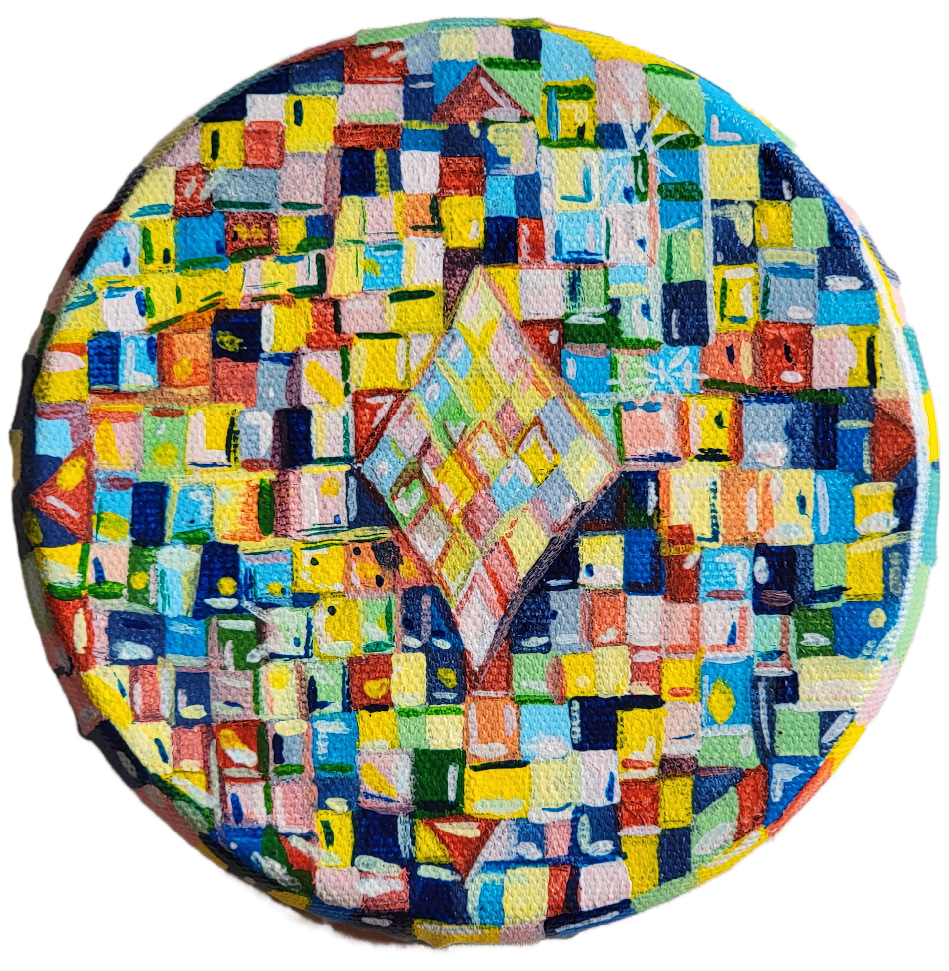 Le Disko / Rainbow Disco, 5" tondo, acrylics and glitter on canvas
