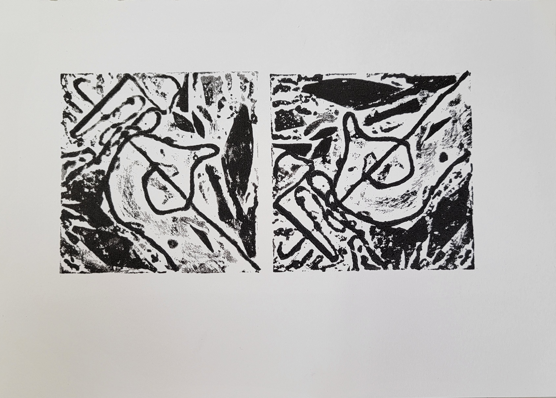 Bird/Cat, 8" x 10," Collagraph on Stonehenge paper