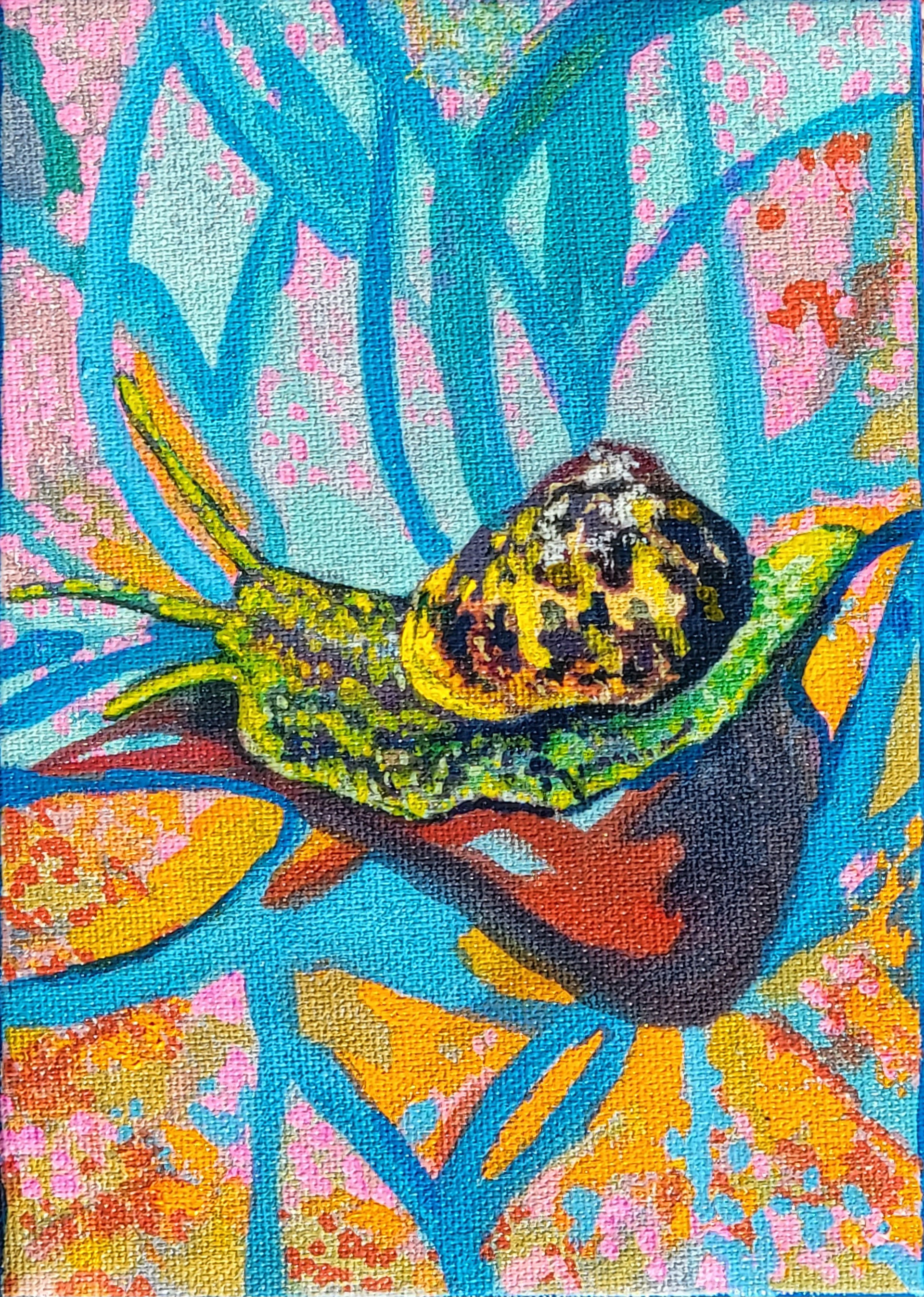 *Technicolor Travels, 6" x 4," Gouache, watercolor, and acrylic paints on canvas