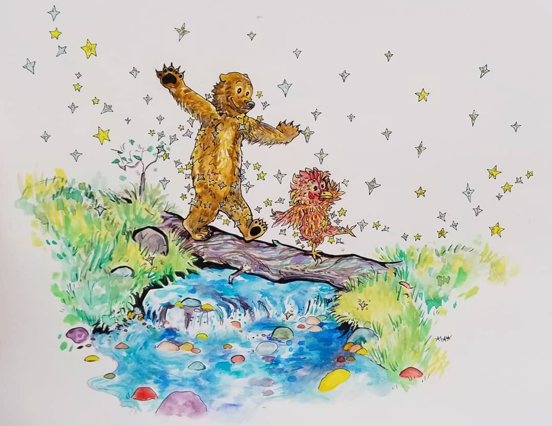 +Completely Pointless Magic, 9"x12", micron, watercolor, gouache, and glitter on watercolor paper