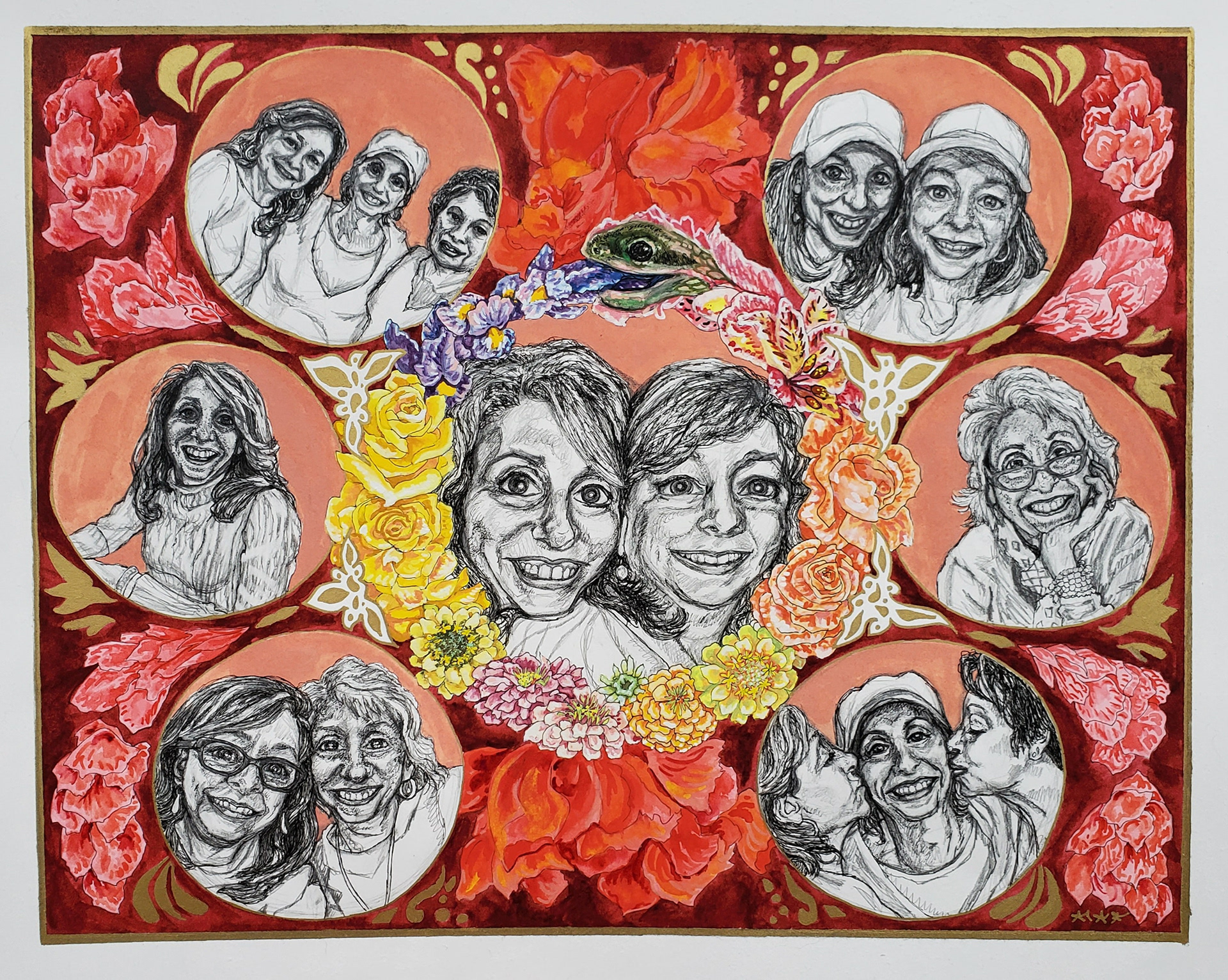 +Love is Eternal, 14"x11", micron, watercolor, gouache, and Sharpie paint pen on watercolor paper