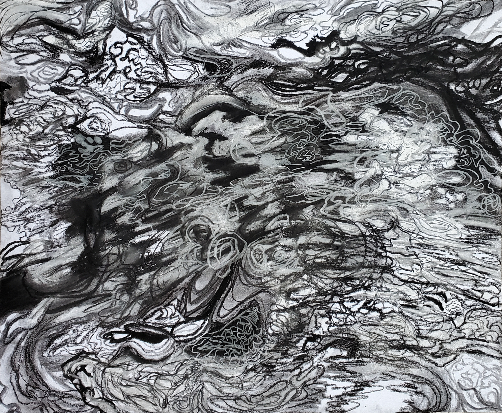 Natural Landscape VI - Location: Tunxis State Park, 14" x 17", vine charcoal, white charcoal, charcoal pencil, and compressed charcoal on Bristol paper