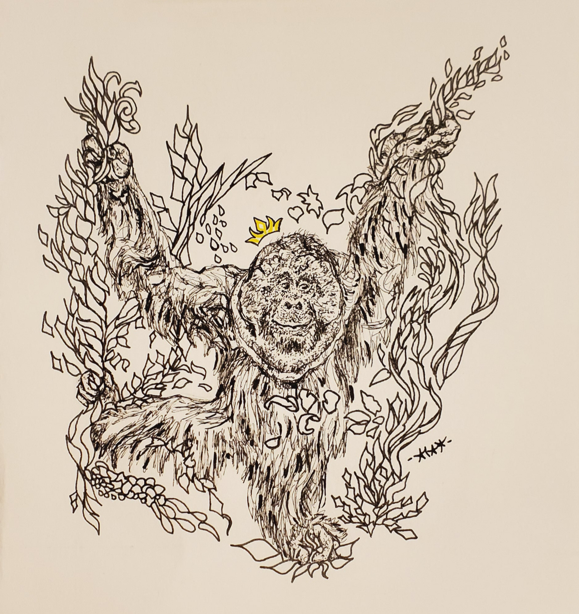 *It's Good to be the King, 6"x6", micron and marker on drawing paper