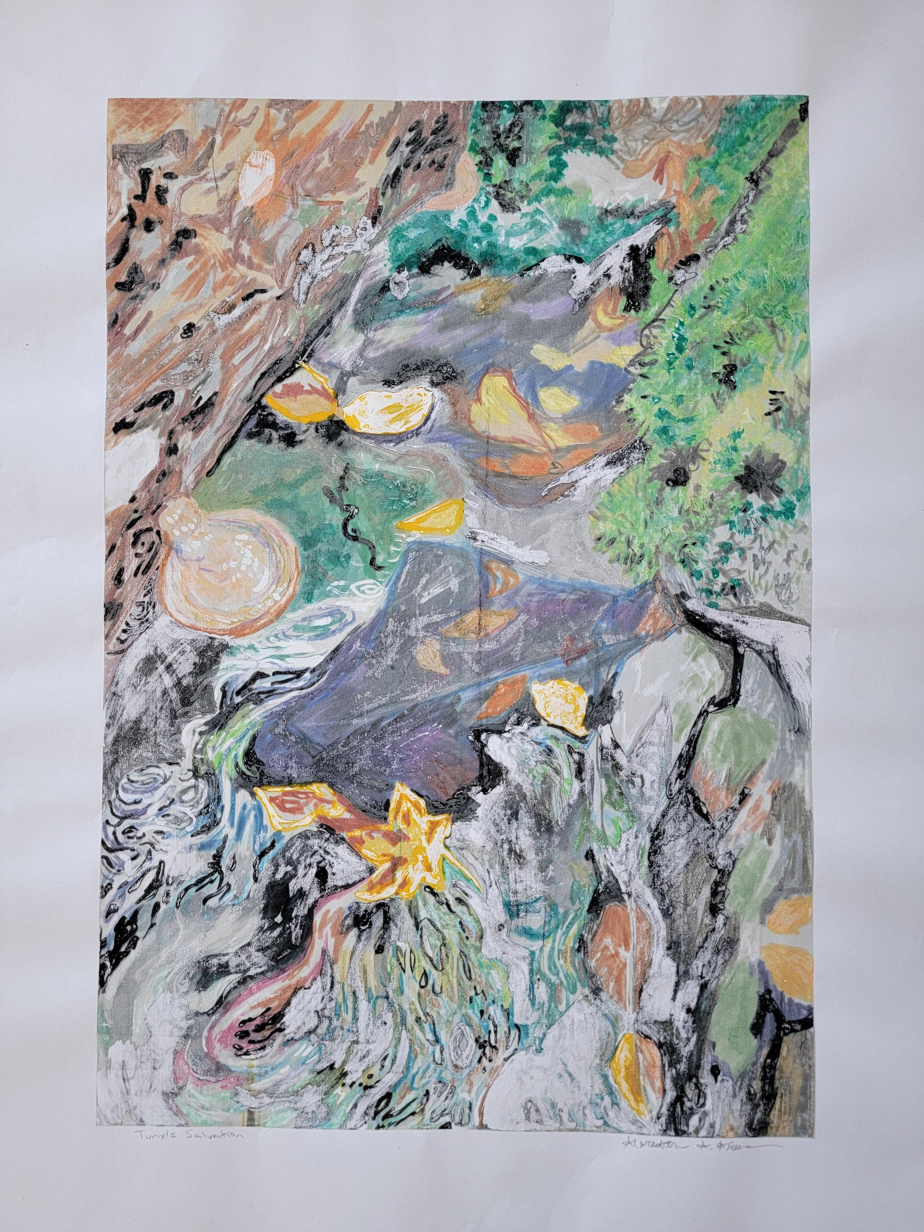 Tunxis Salvation, 30" x 22", Monoserigraph on Cheloniidae rag paper