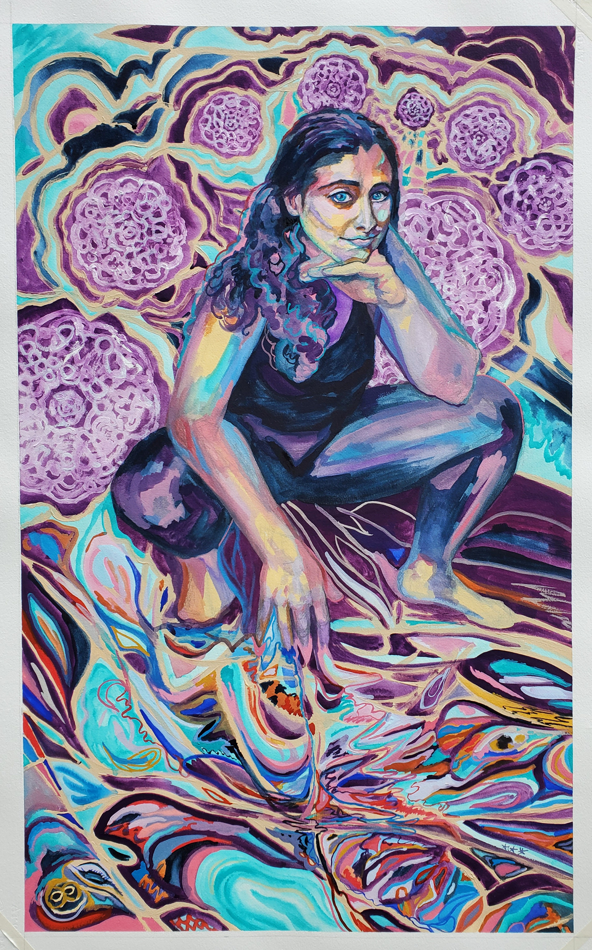 Universal Law/Cosmic Goddess, 36" x 22", watercolor, gouache and acrylic paints on watercolor paper