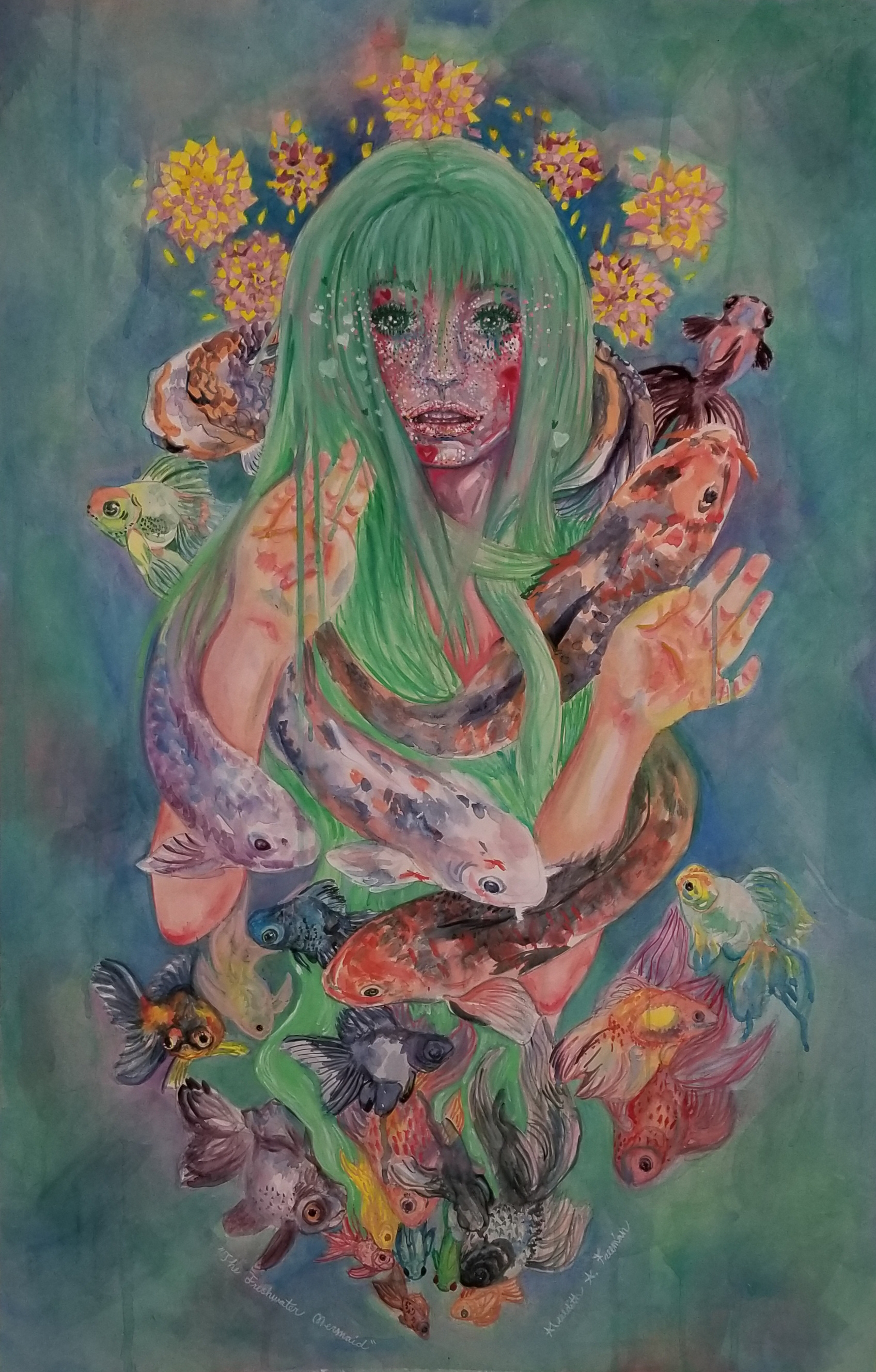 The Freshwater Mermaid, 2018, 36" x 24", watercolor and gouache on watercolor paper