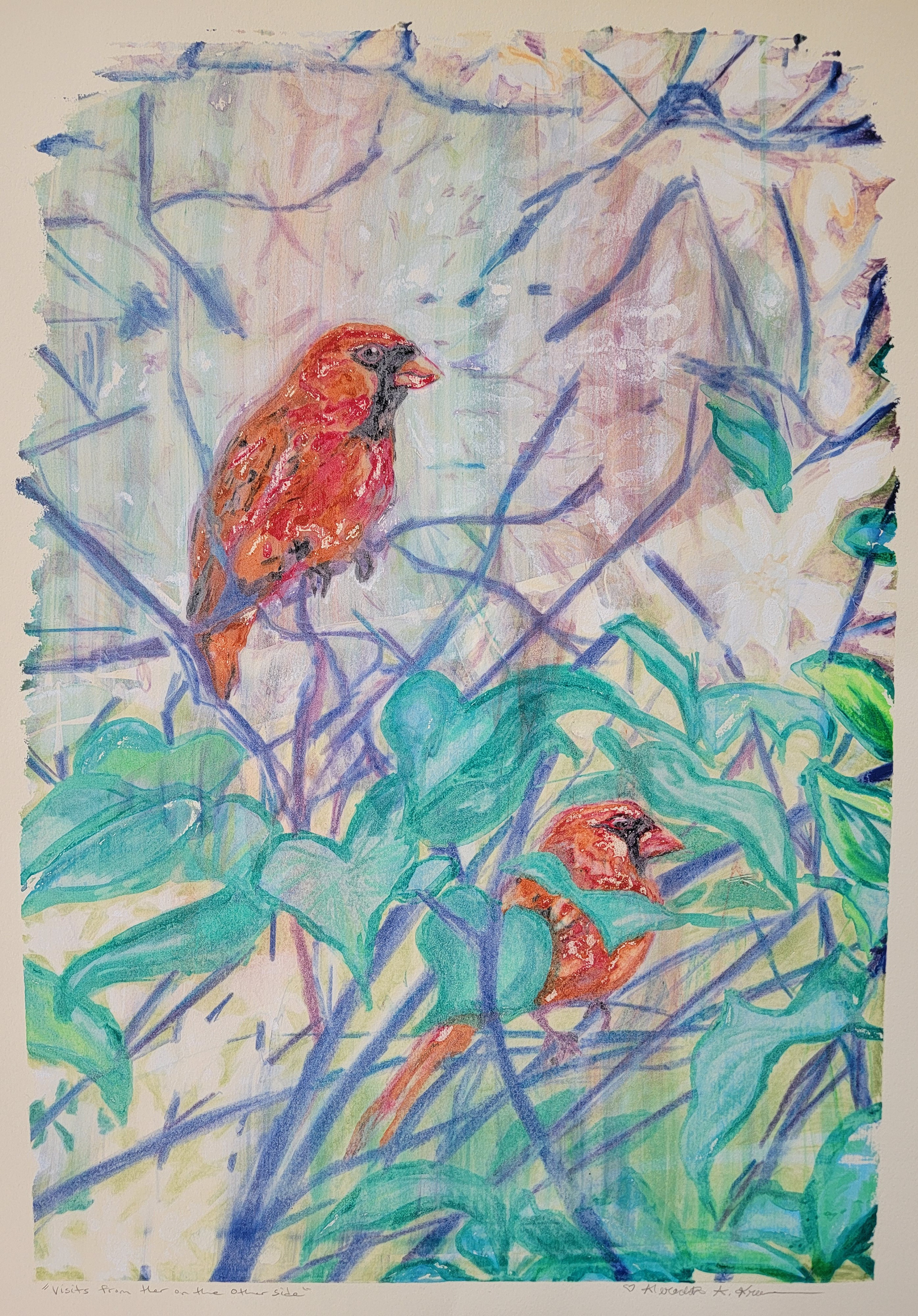 Visits from Her on the Other Side, 30" x 22," Monoserigraph on Fabriano Paper