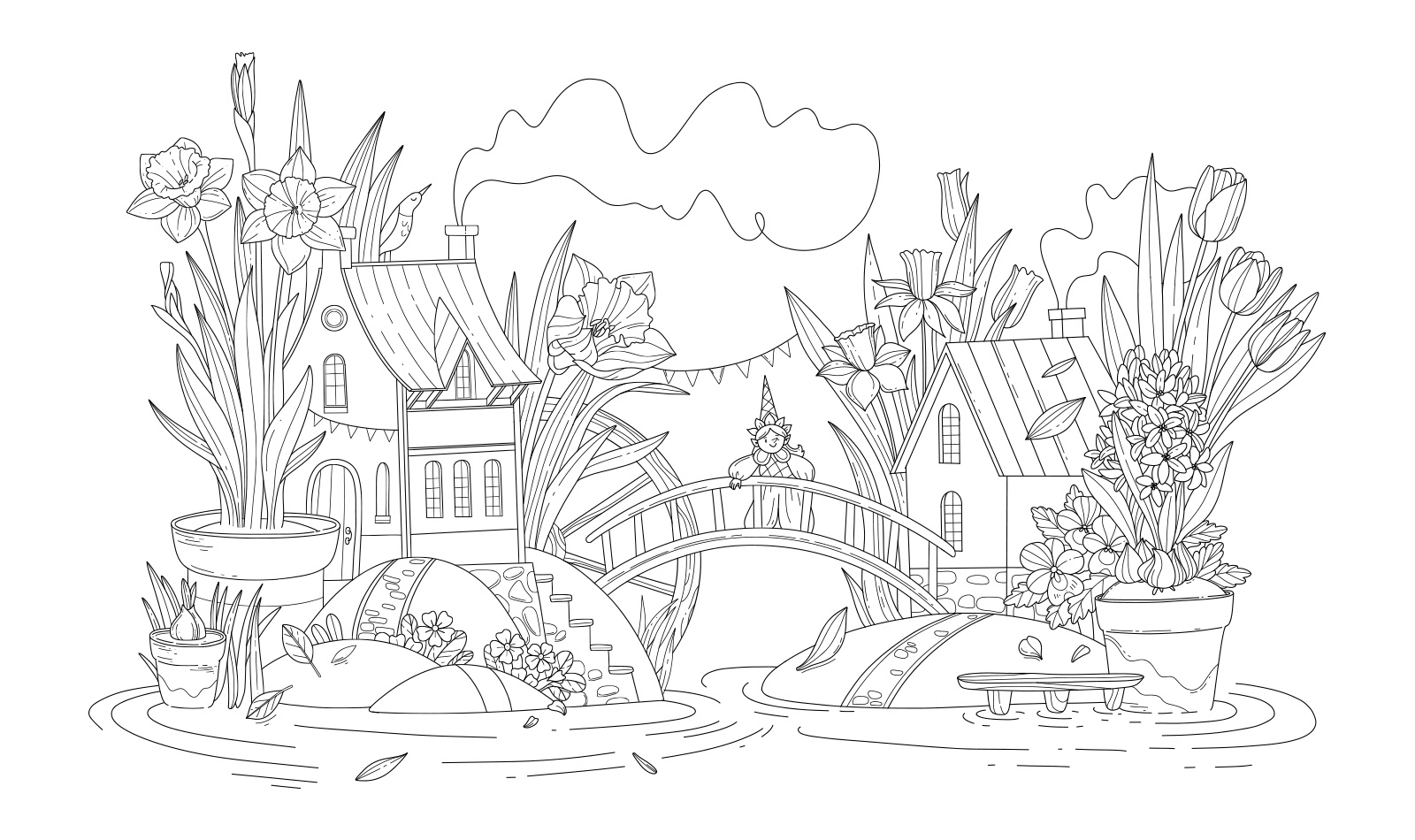 Garden Flowers -  Coloring Illustration for EMF Verlag