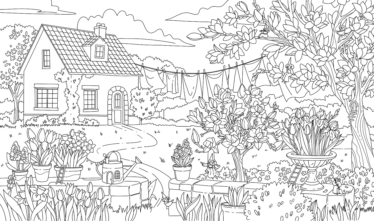 Garden Flowers -  Coloring Illustration for EMF Verlag