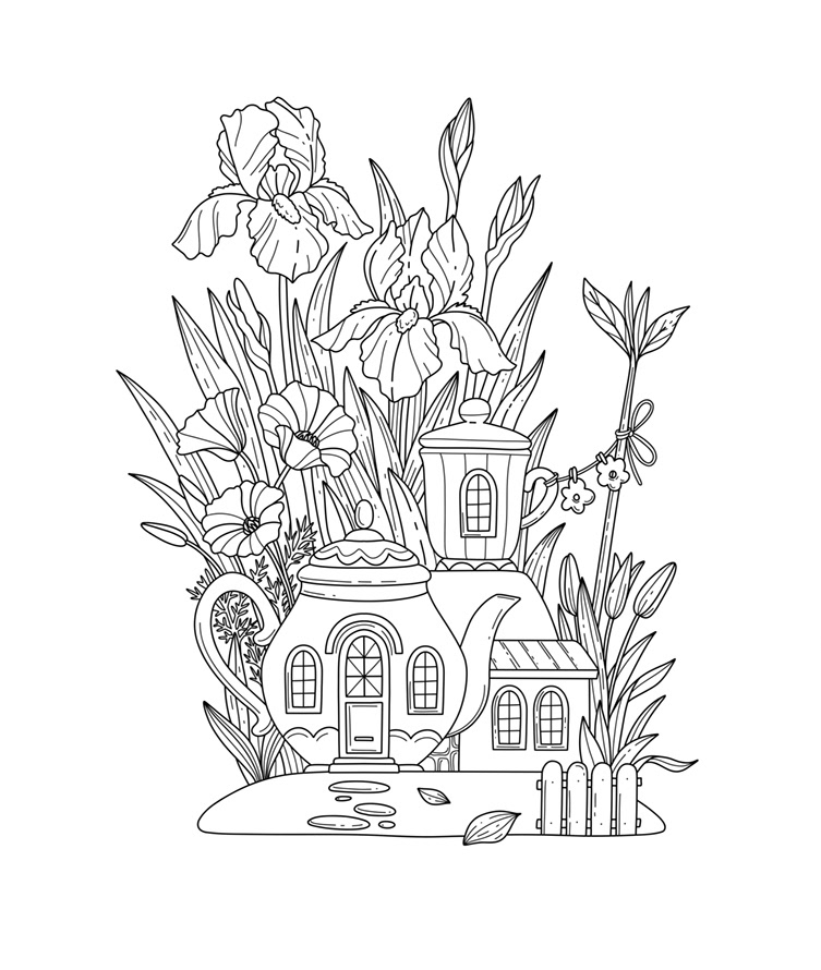 Garden Flowers -  Coloring Illustration for EMF Verlag