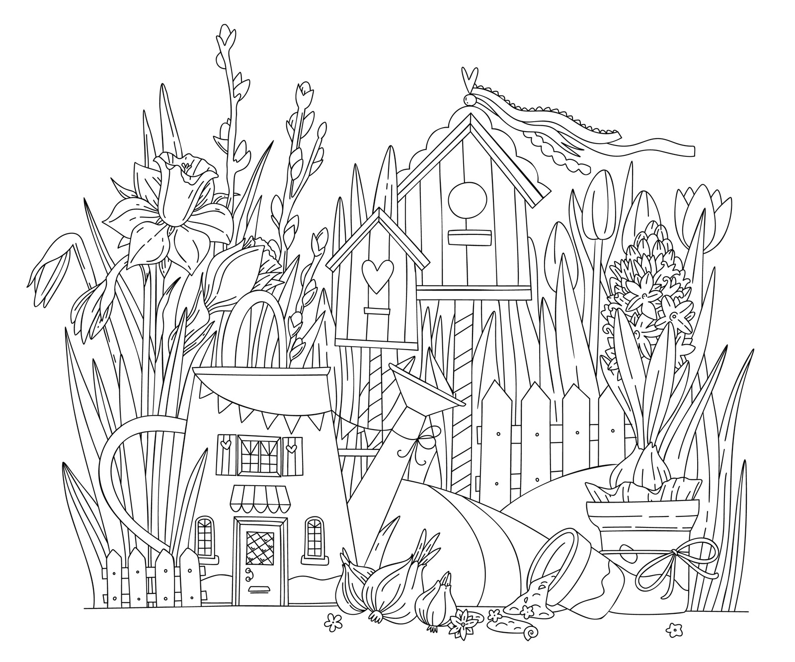 Blooming Spring Garden — Coloring Page for a Personal Project