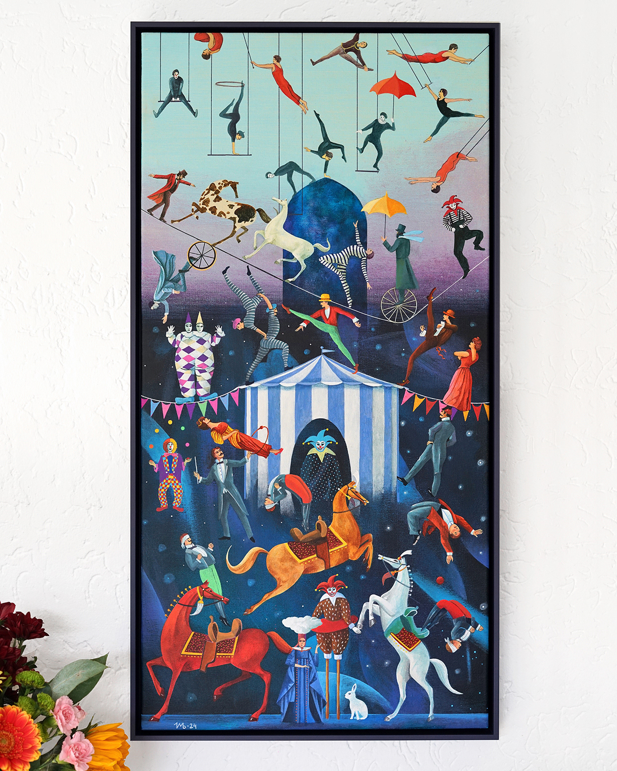 "Celestial Circus" acrylic on canvas, 40x80 cm