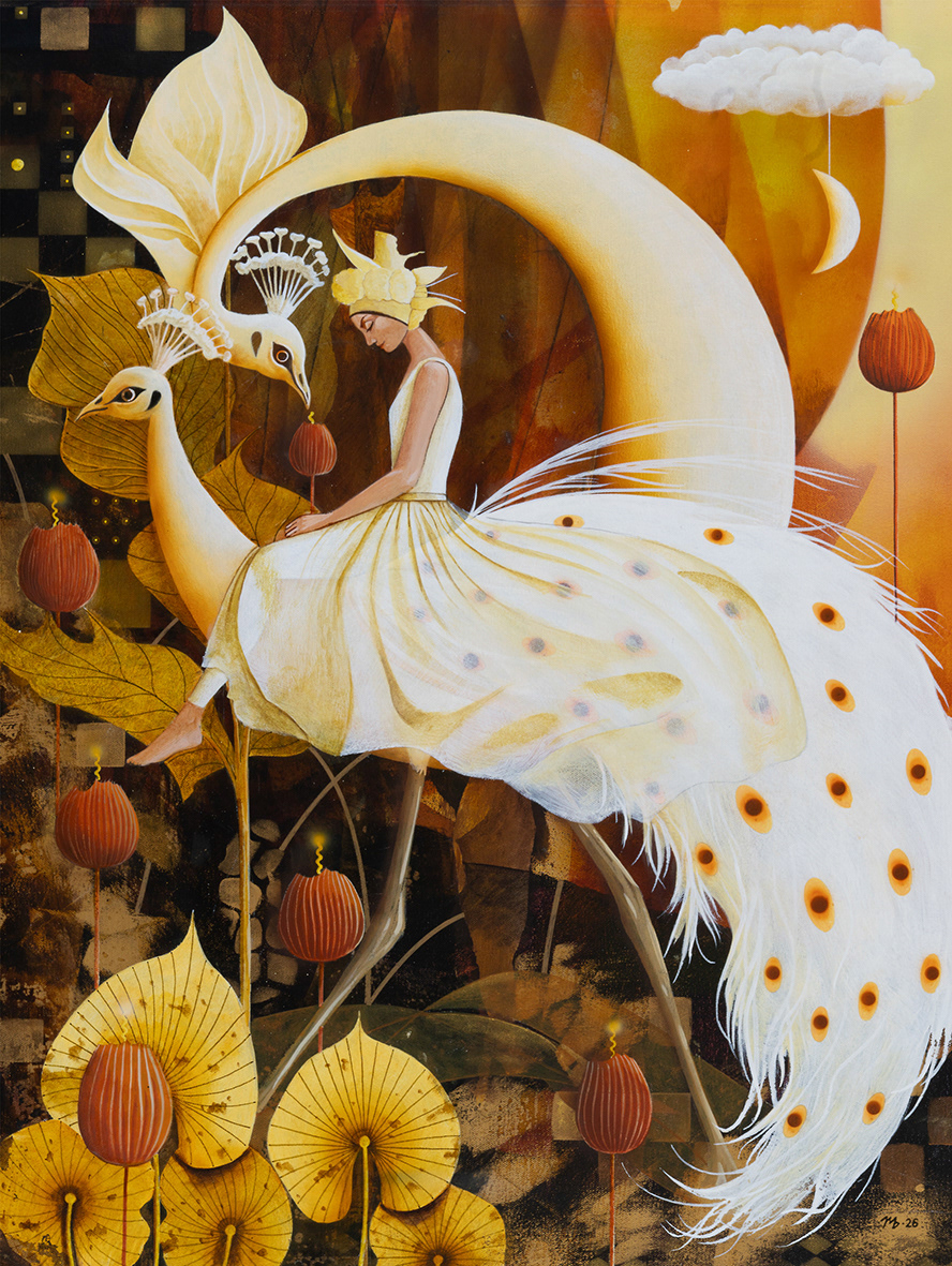 "Moonfeather", 80x60 cm, acrylic on canvas