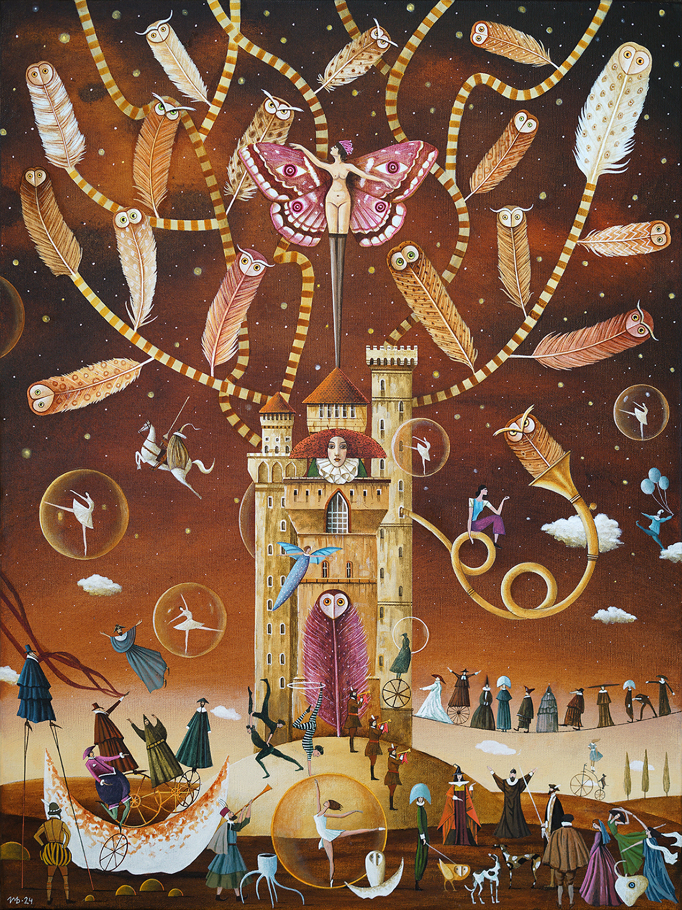 "The Night Owl's Lullaby", acrylic on canvas, 60x80 cm