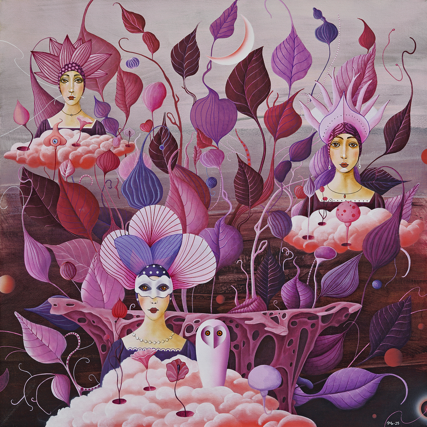 "Garden Spirits" acrylic on canvas, 80x80 cm