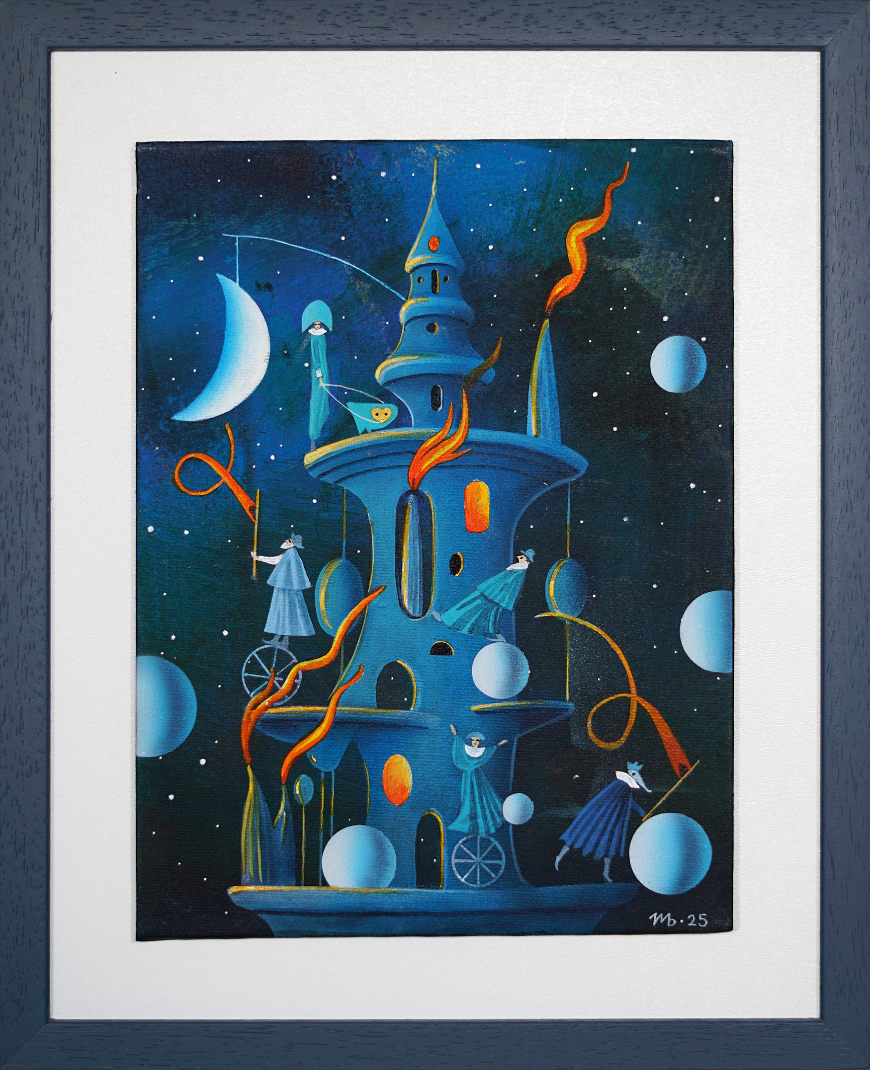 "Midnight Tower" acrylic on canvas, 24x18 cm
