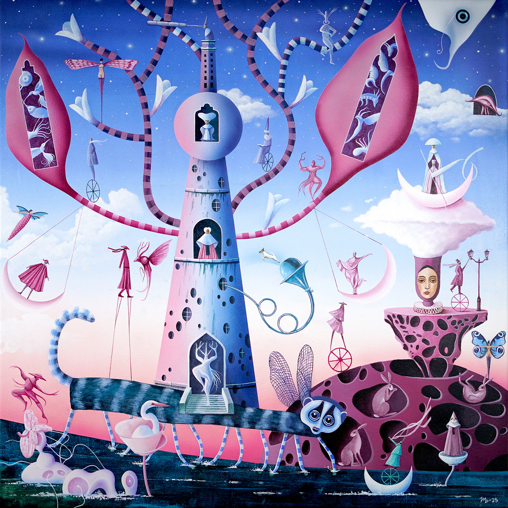 "Tower of Kairos", acrylic on canvas, 80x80 cm