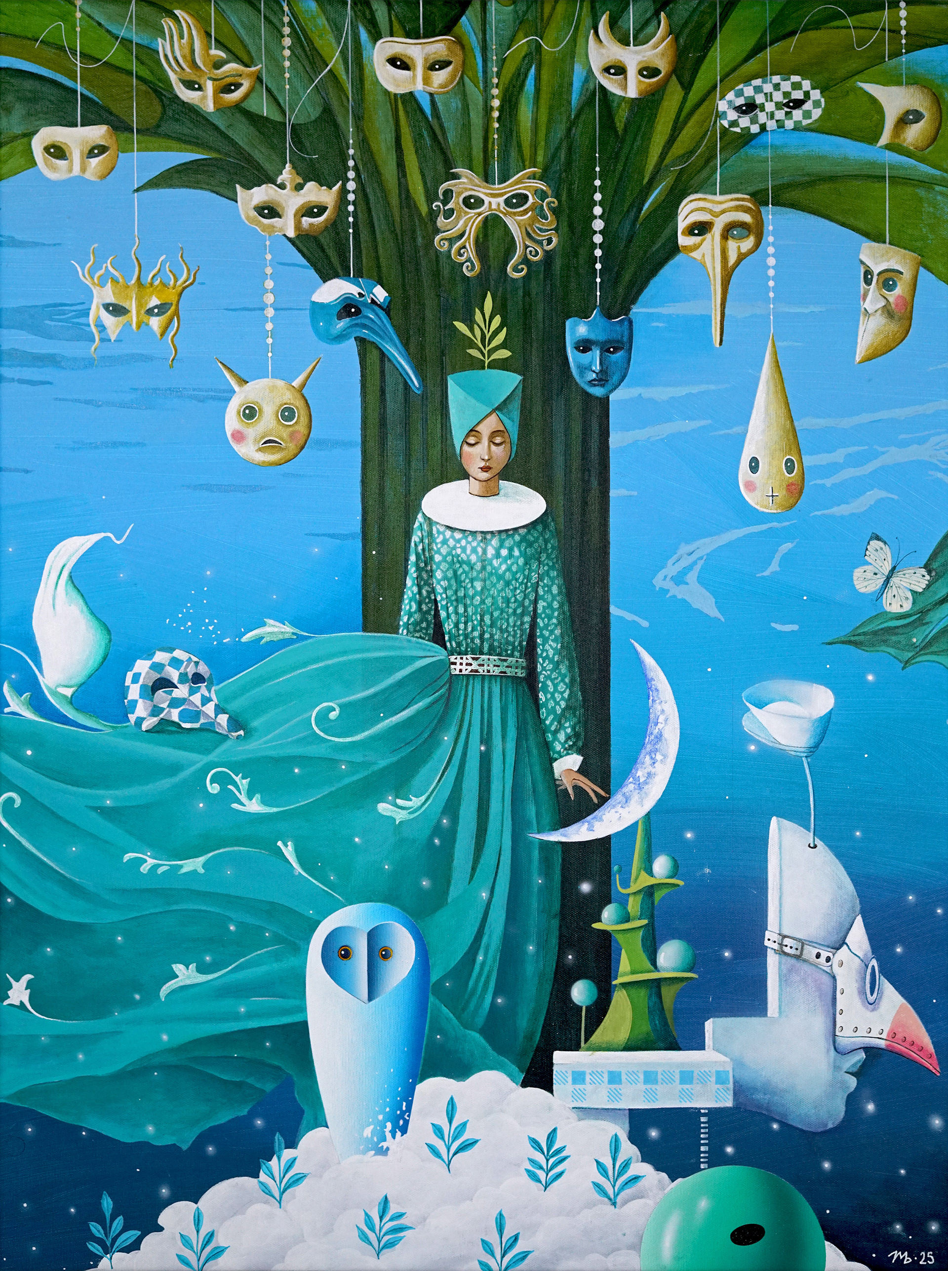 "Suspended Masquerade", 80x60 cm, acrylic on canvas