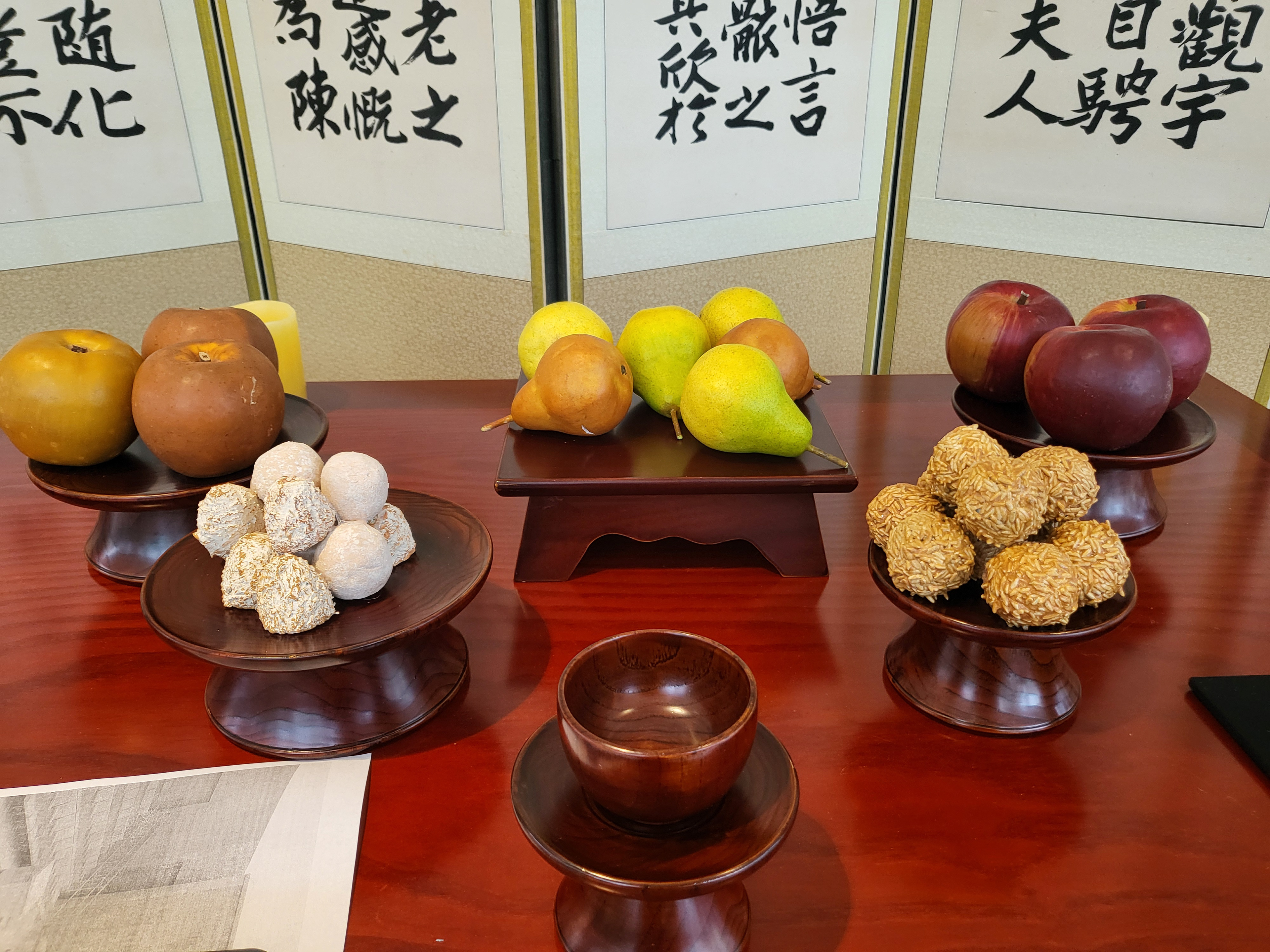 Closeup of Jesa (ancestral ritual) table.