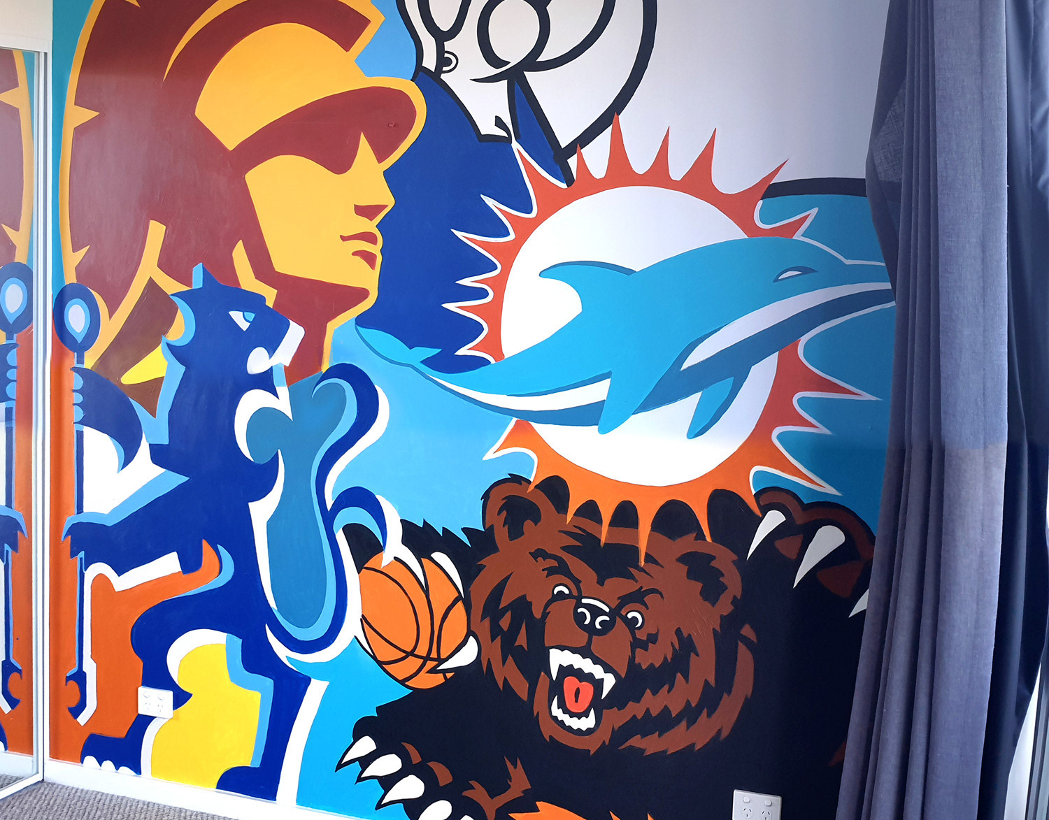 Art by Paul Deej - Bedroom Sports Logo Mural