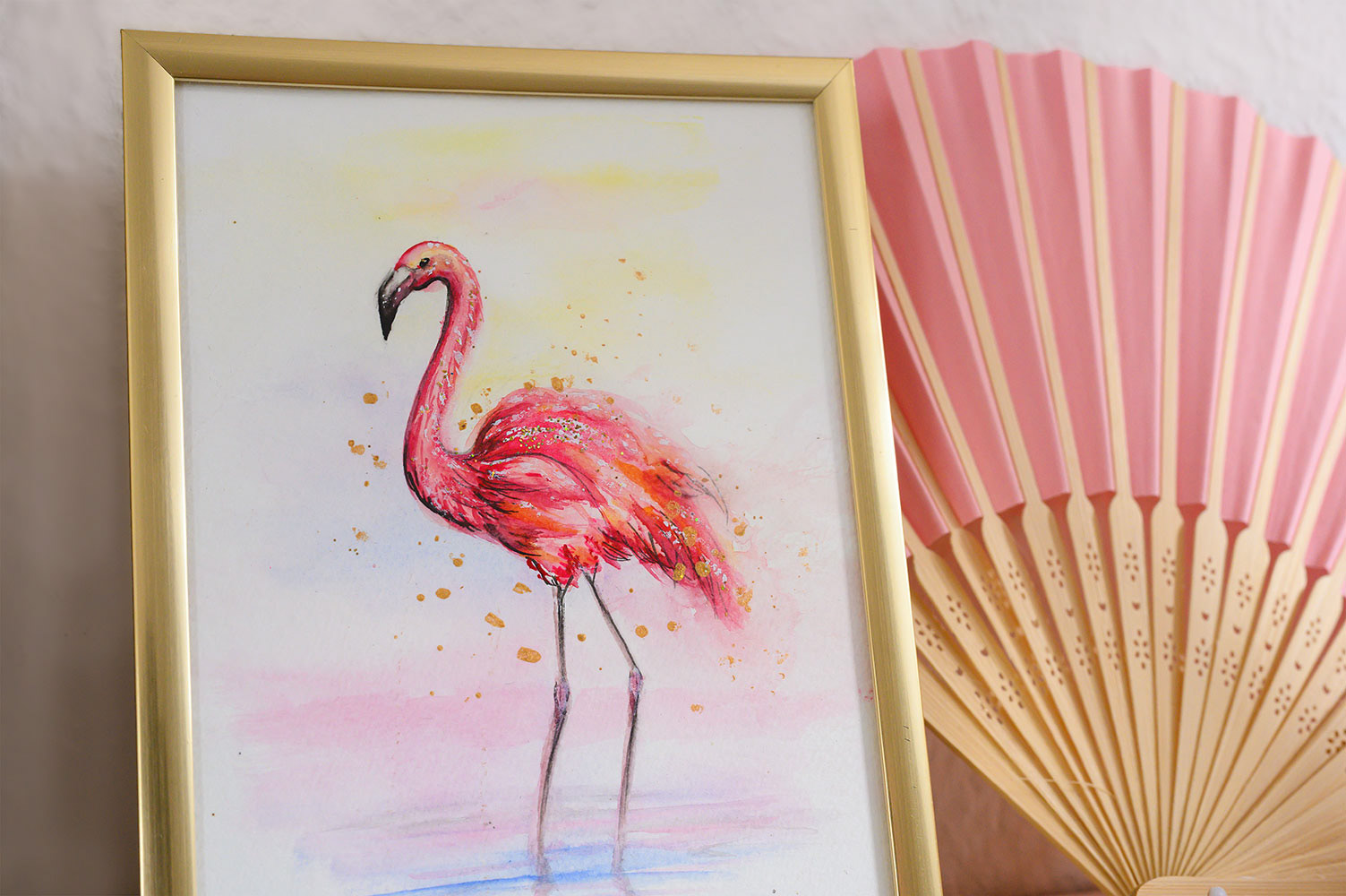 Aquarell – Sonnenflamingo