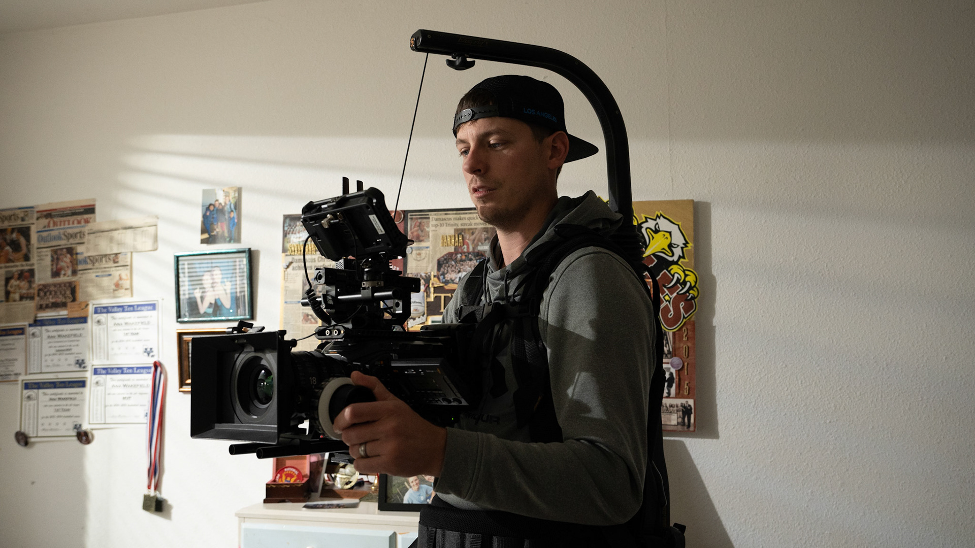 Nate shooting the scene in Ana's 'room'