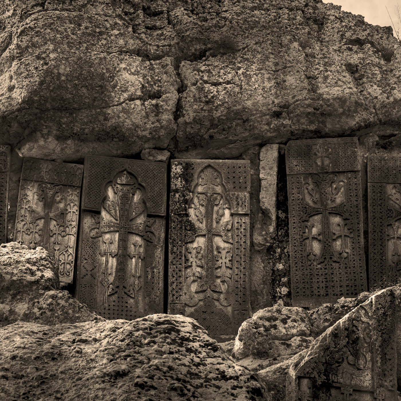 Albumen print、アルメニア エレバン ゲハルド修道院、Slab (Monastery of Geghard) | Երևան (Yerevan), Armenia