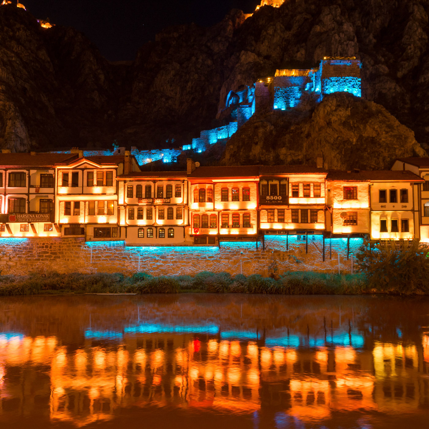 Turkey, Amasya, トルコ, アマスヤ, illuminate, light-up, アマスヤ, 夜景
