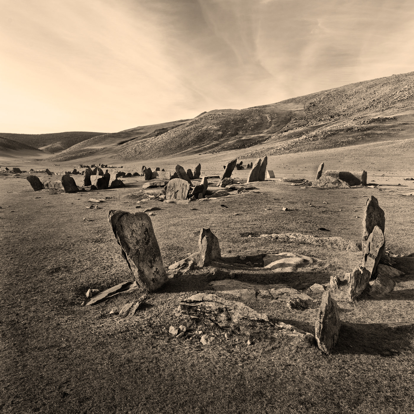 Albumen print、モンゴル カラコルム 突厥 石碑、Monuments (Orkhon Valley Cultural Landscape) | The suburbs of Karakorum, MONGOL