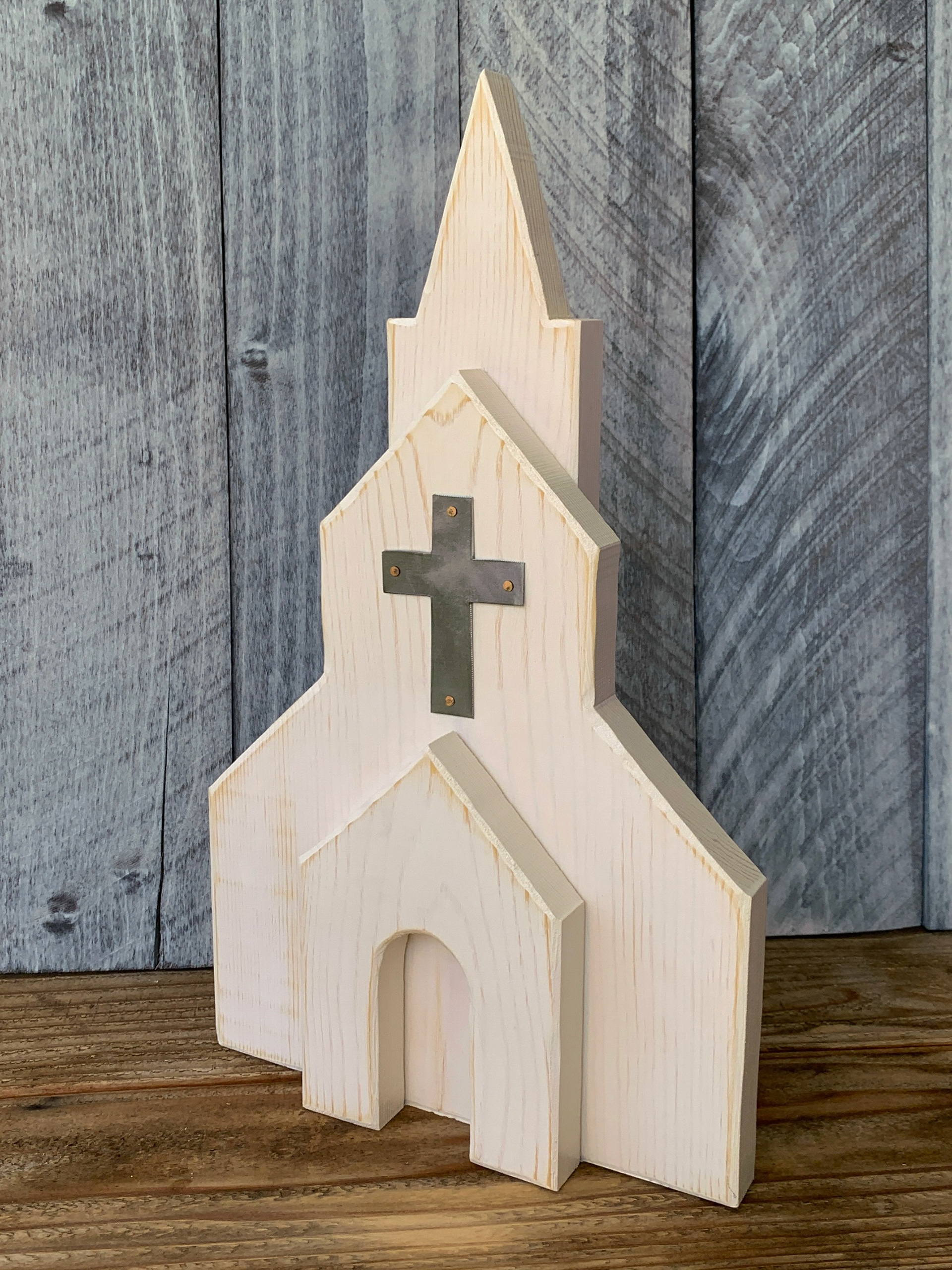 Country Church - whitewash (approximately 14” tall) $40