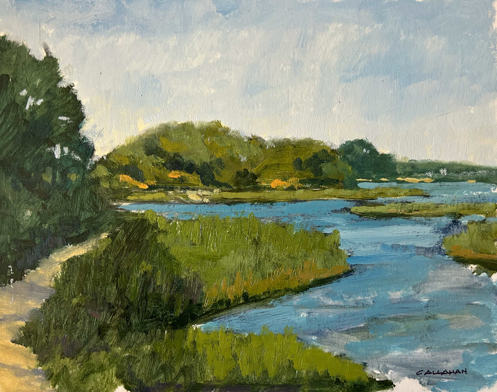 Scallop Farm Cape Cod 10x8 oil on panel.