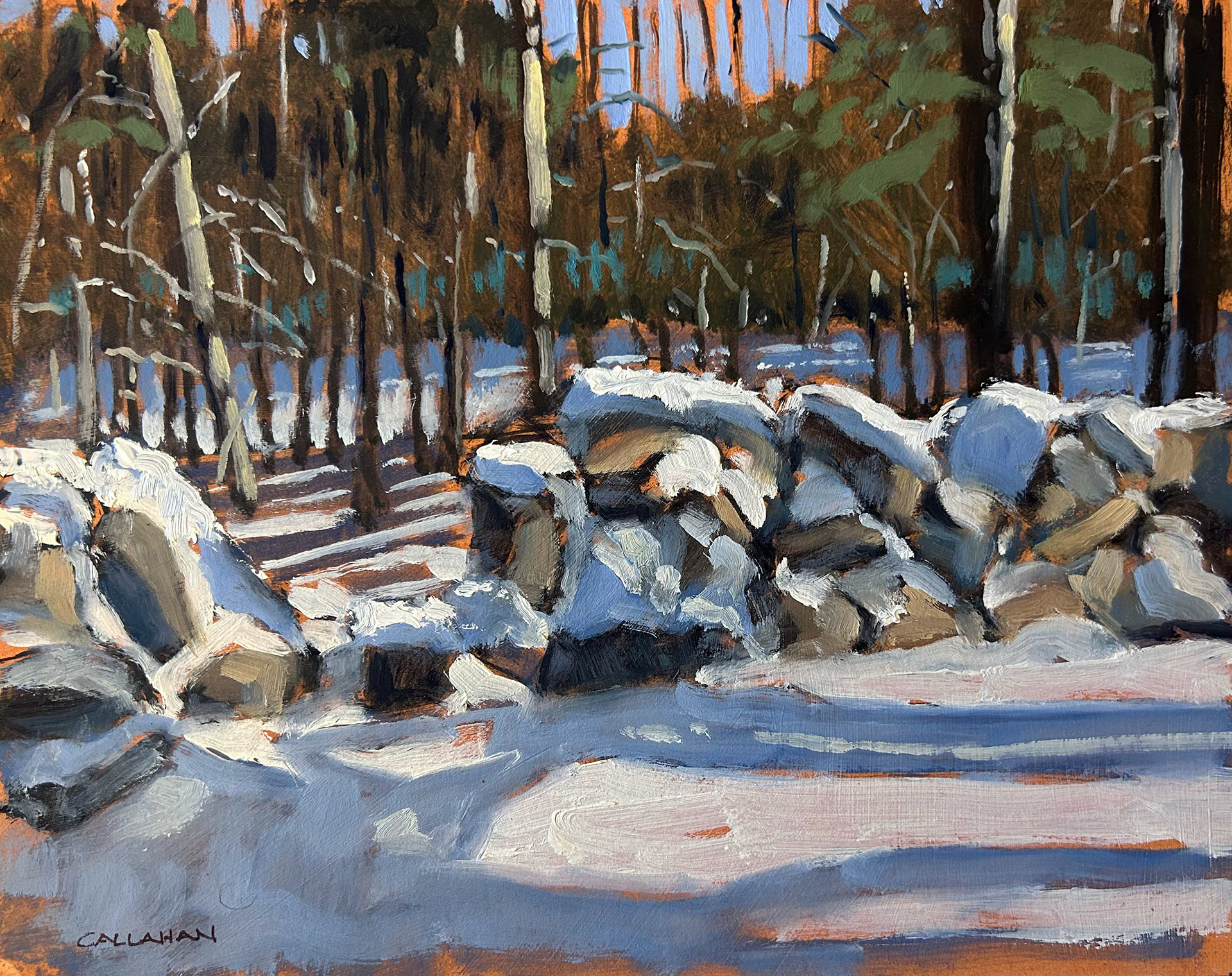 Winter Wall 10x8 Oil on Panel 