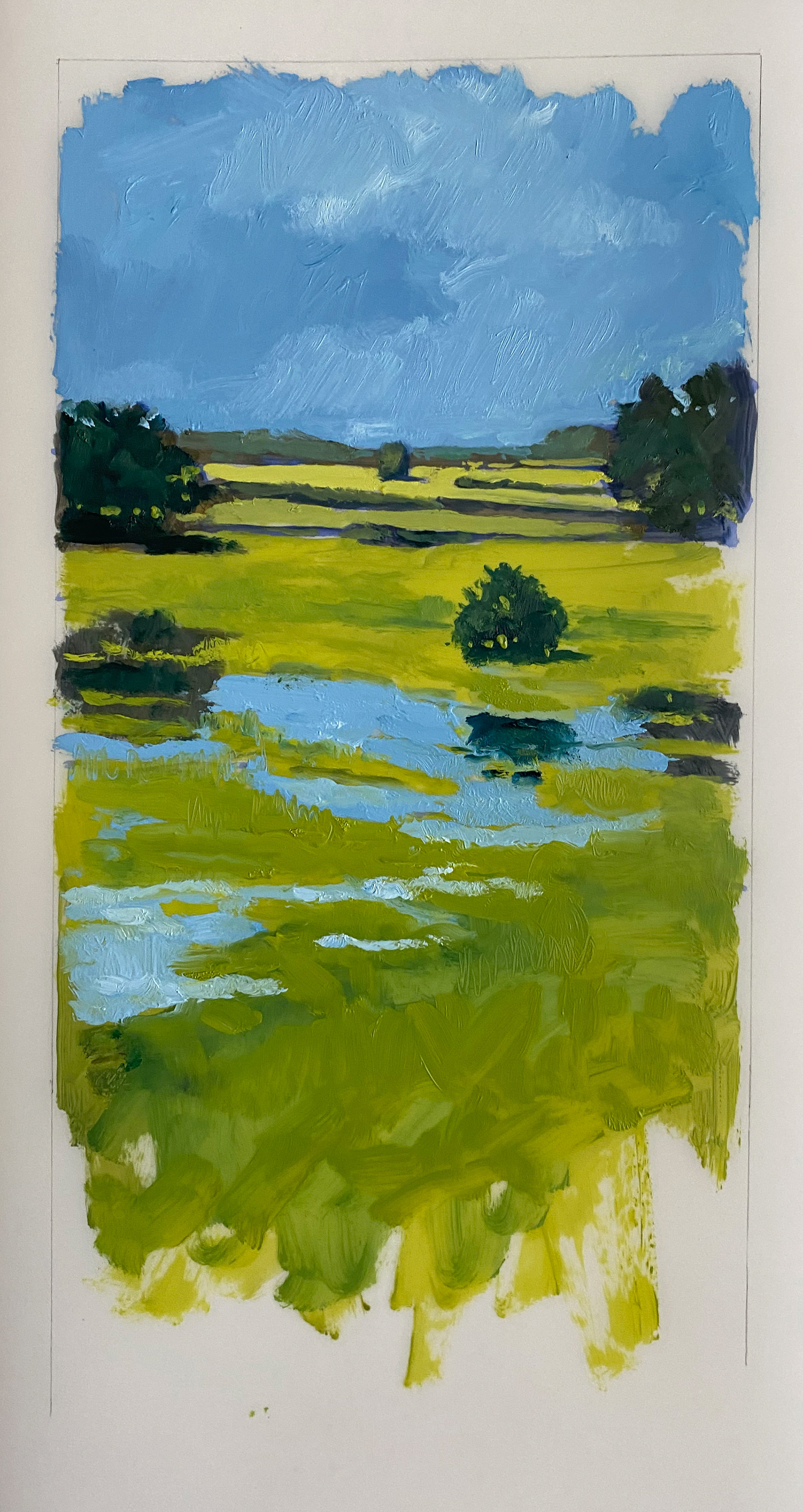 After The Rain 8 x 16 oil on Mylar SOLD