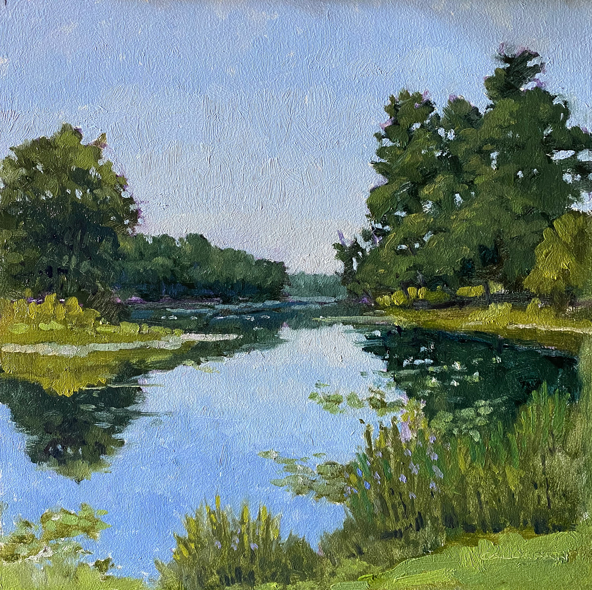 SOLD Kimball Pond, 12 x 12 oil on panel