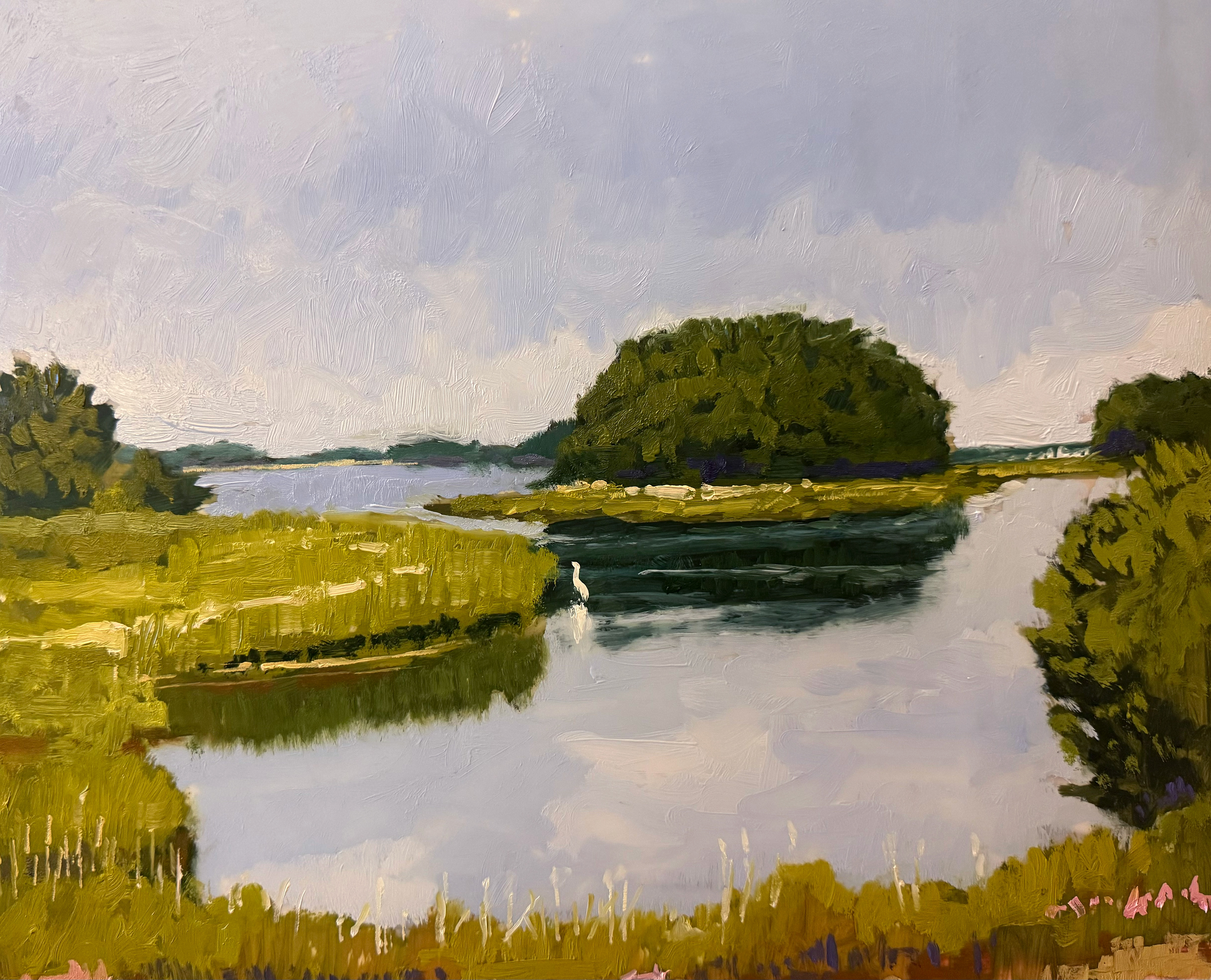 Cape Cod Egret, 14 x 11, oil one mylar